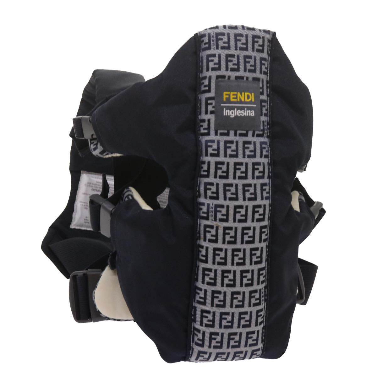 FENDI Baby Carrier Zucchino Canvas Shoulder Bag Black 69064