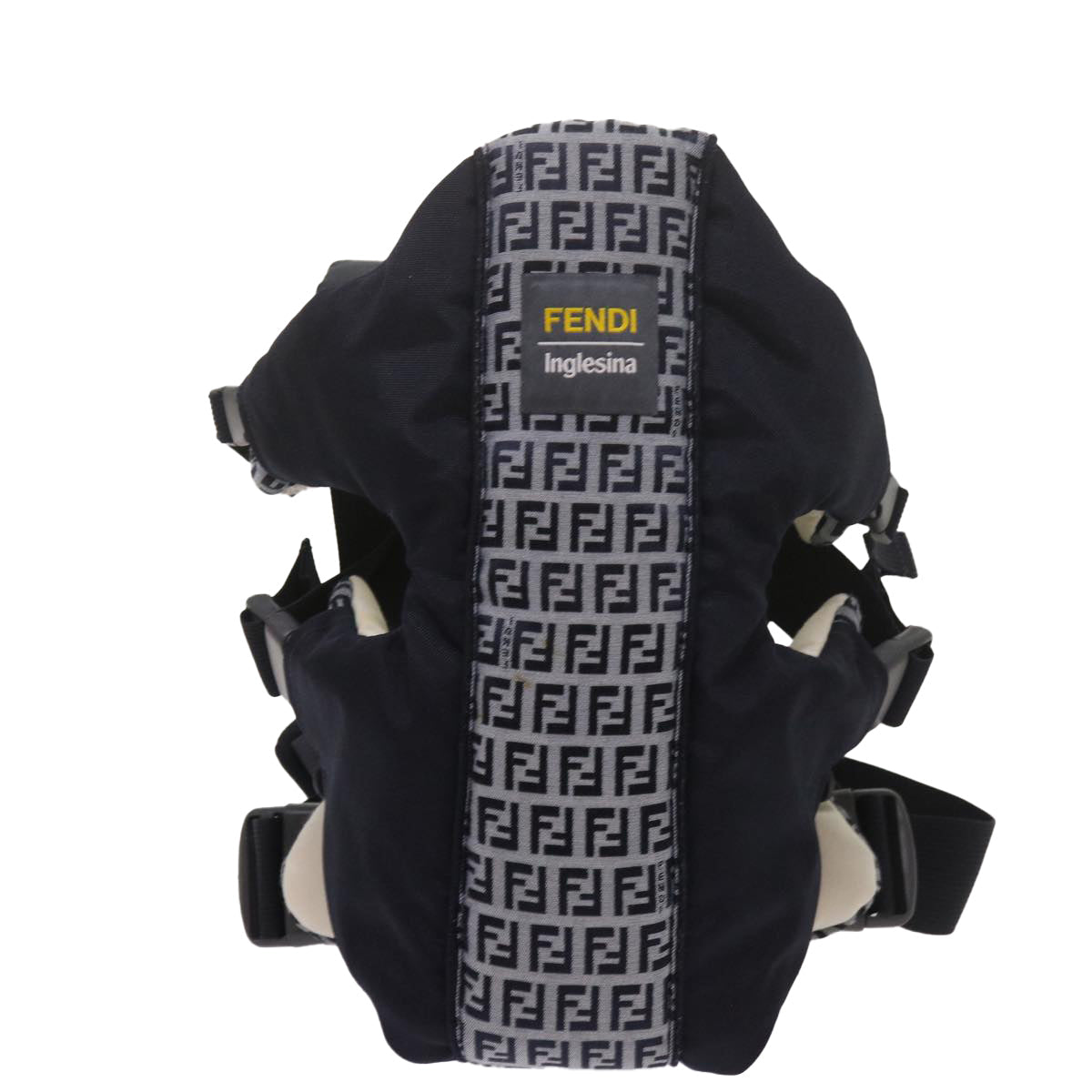 FENDI Baby Carrier Zucchino Canvas Shoulder Bag Black 69064