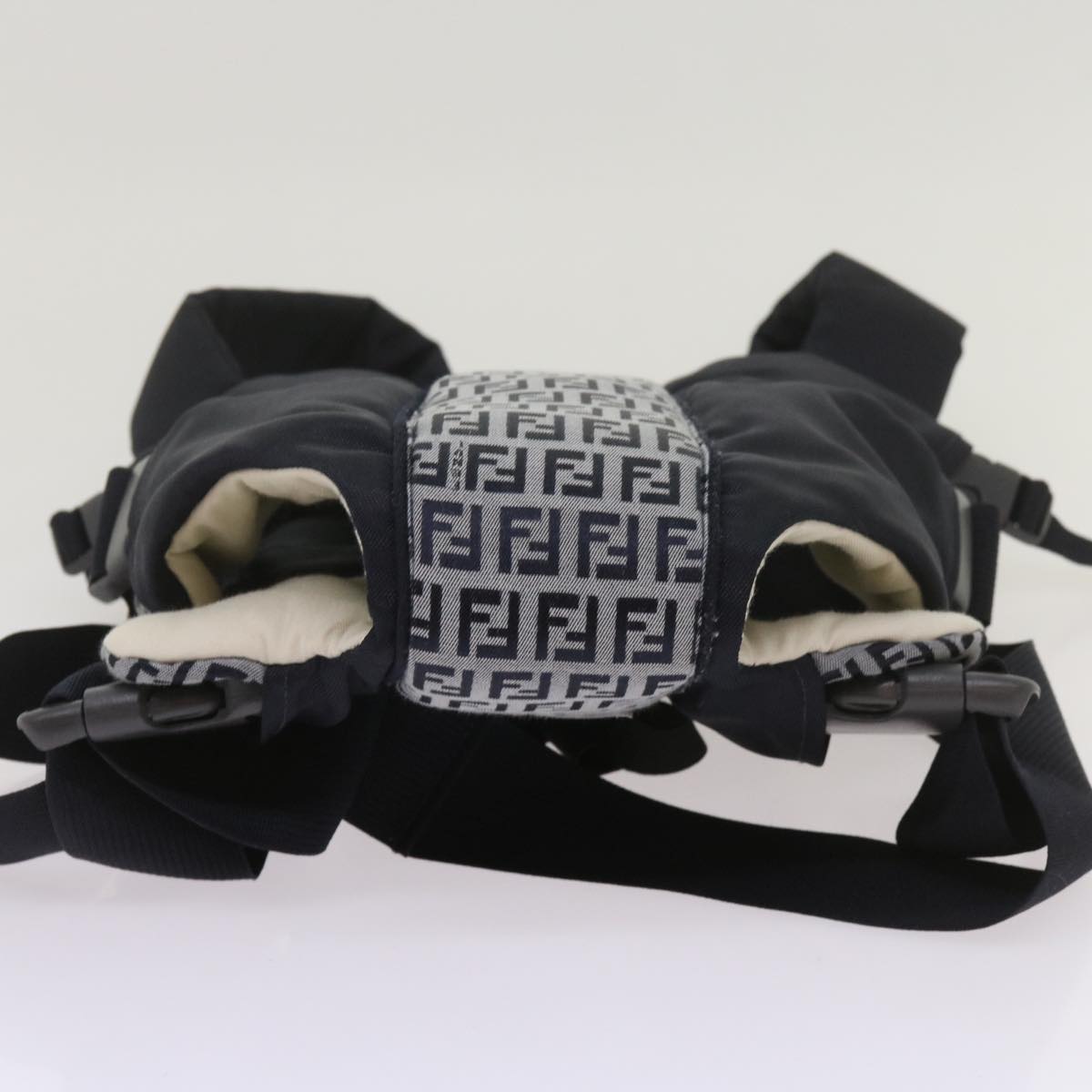 FENDI Baby Carrier Zucchino Canvas Shoulder Bag Black 69064