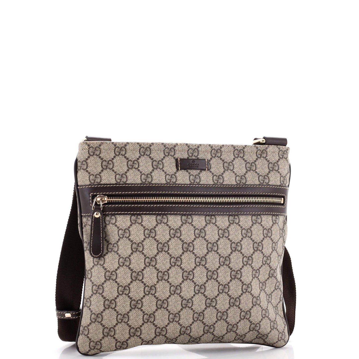 Front Zip Flat Messenger Bag GG Coated Canvas Medium