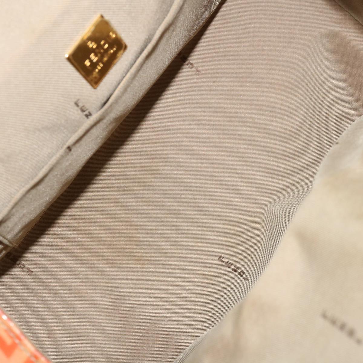 FENDI Zucchino Canvas Mamma Baguette Shoulder Bag Orange 69113