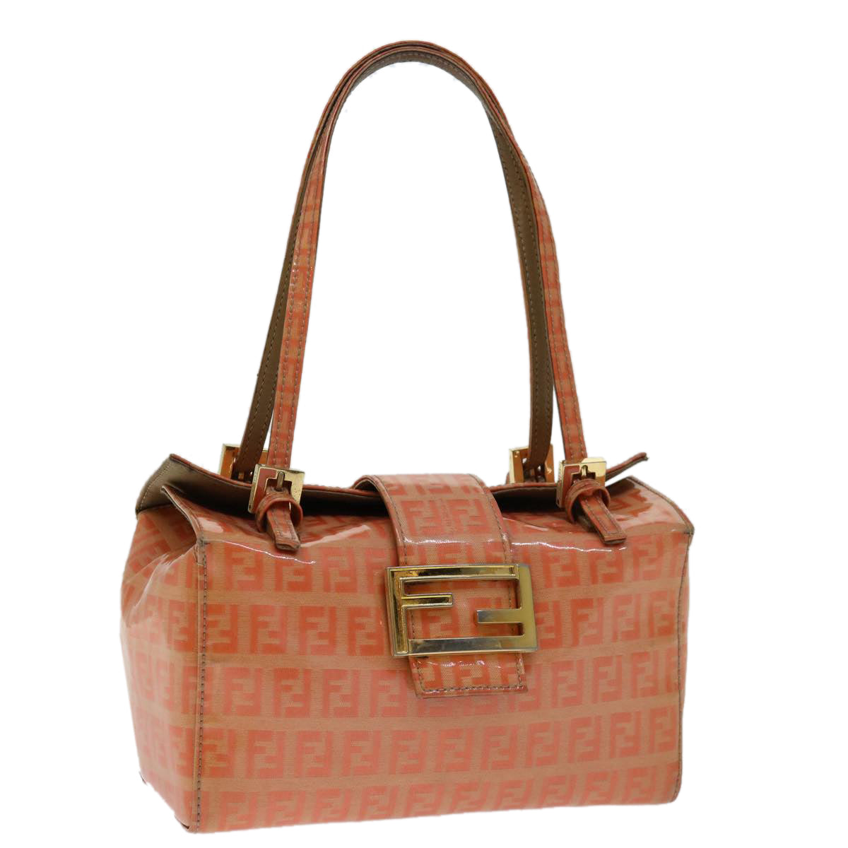 FENDI Zucchino Canvas Mamma Baguette Shoulder Bag Orange 69113