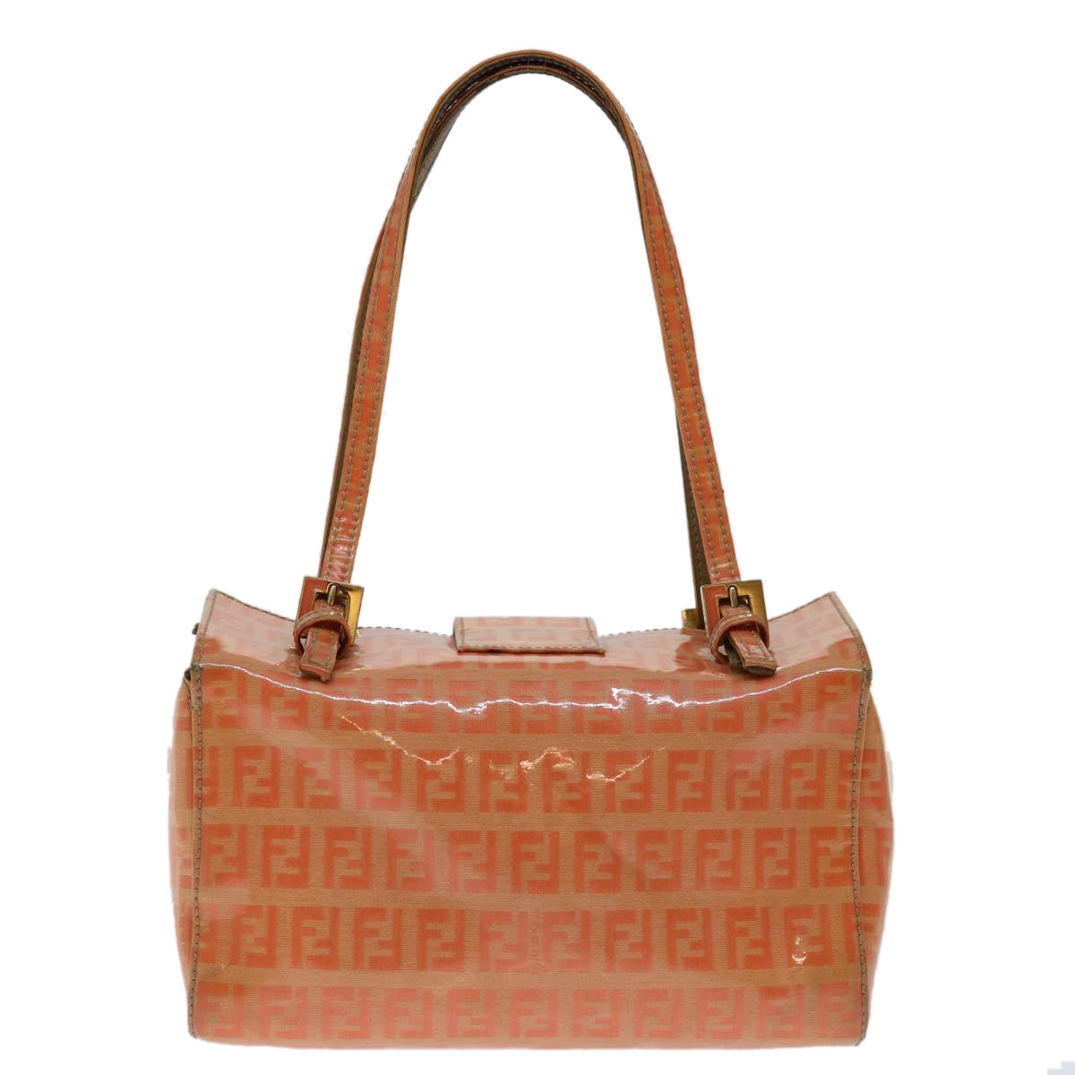FENDI Zucchino Canvas Mamma Baguette Shoulder Bag Orange 69113