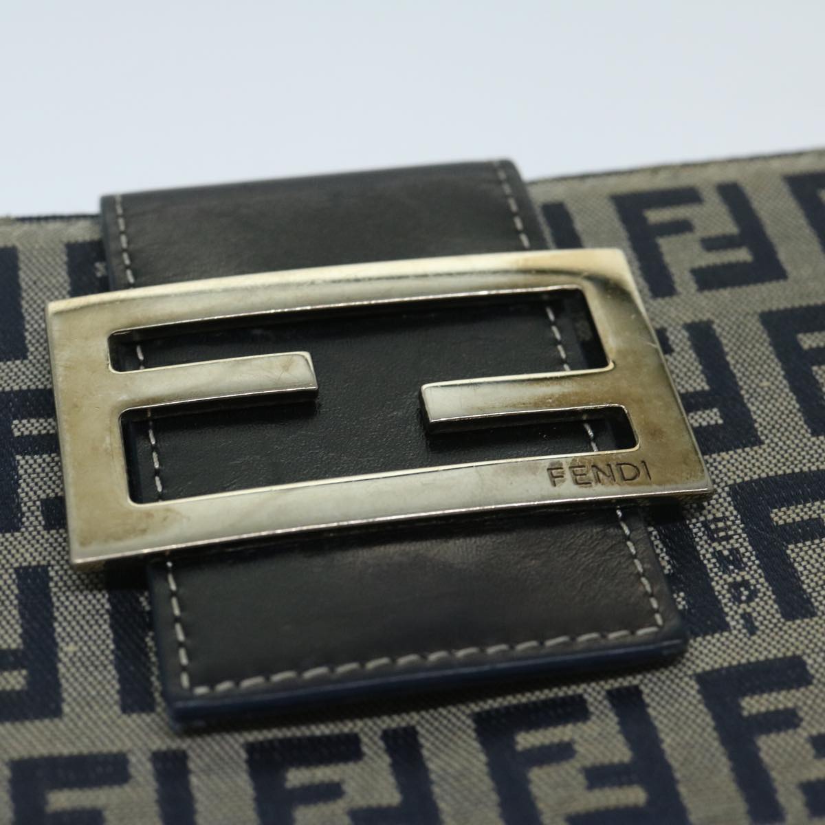 FENDI Zucchino Canvas Long Wallet Navy 69136