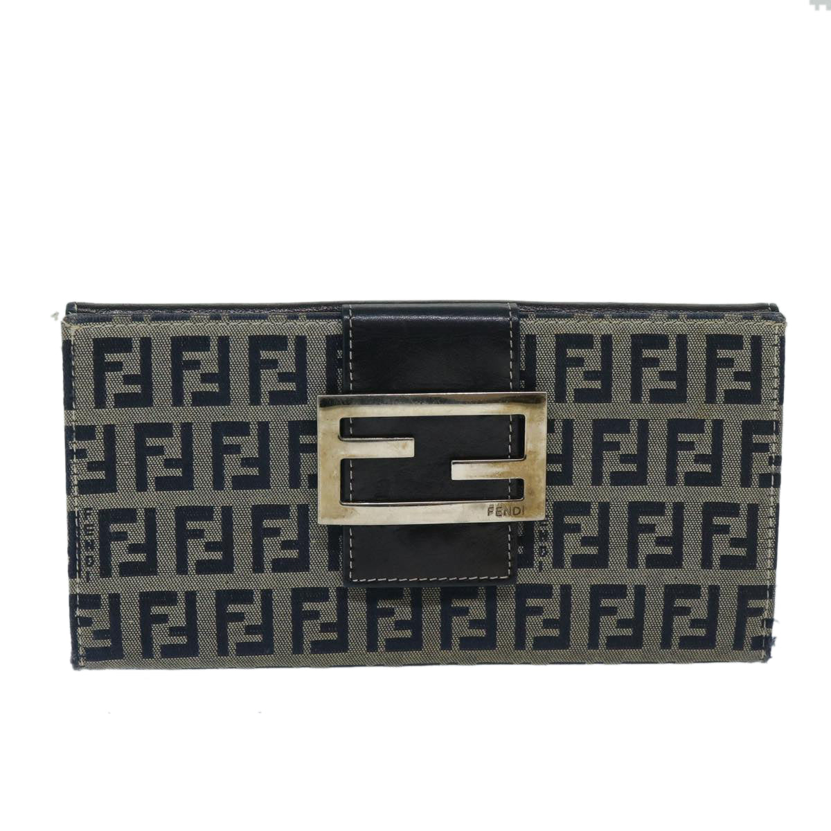 FENDI Zucchino Canvas Long Wallet Navy 69136