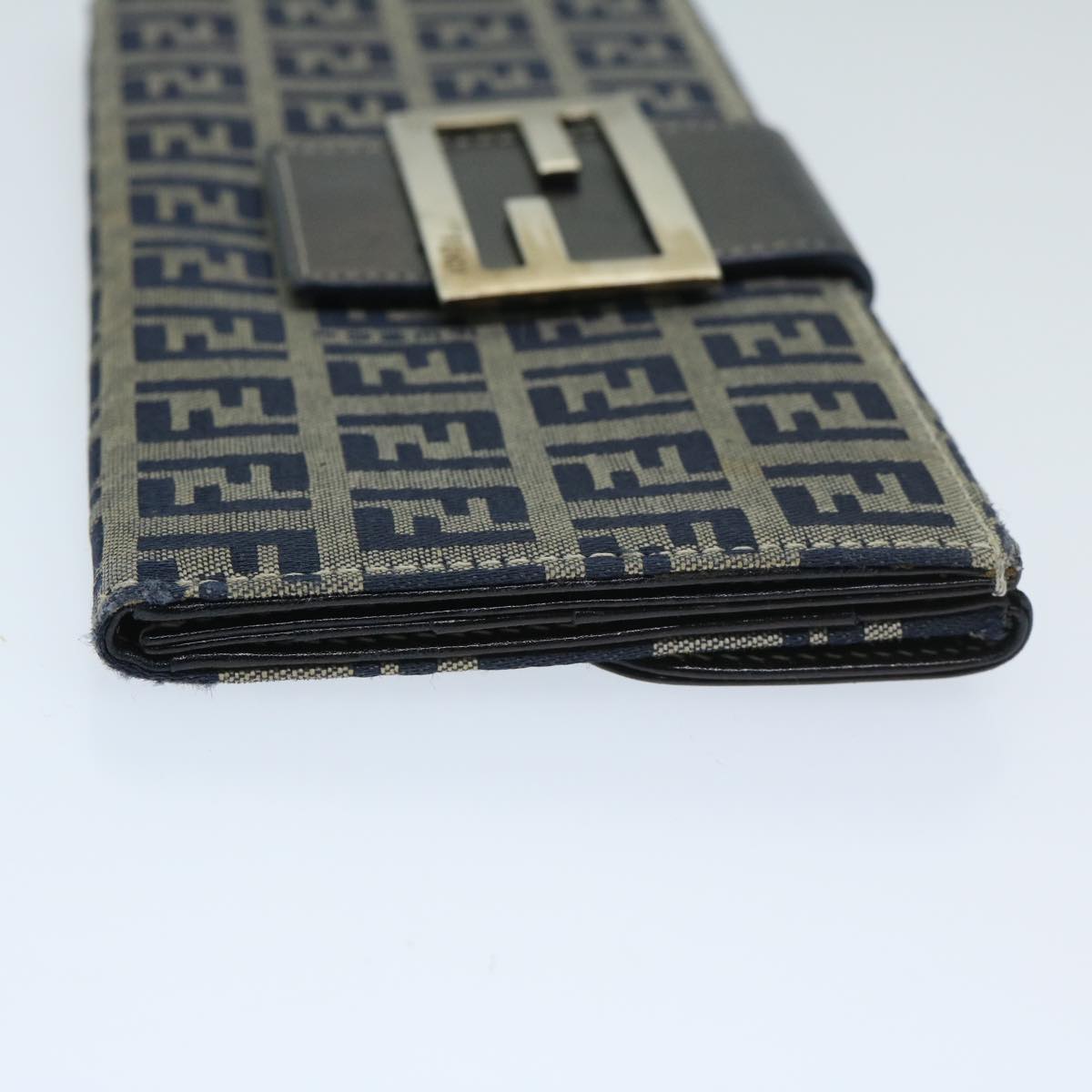 FENDI Zucchino Canvas Long Wallet Navy 69136