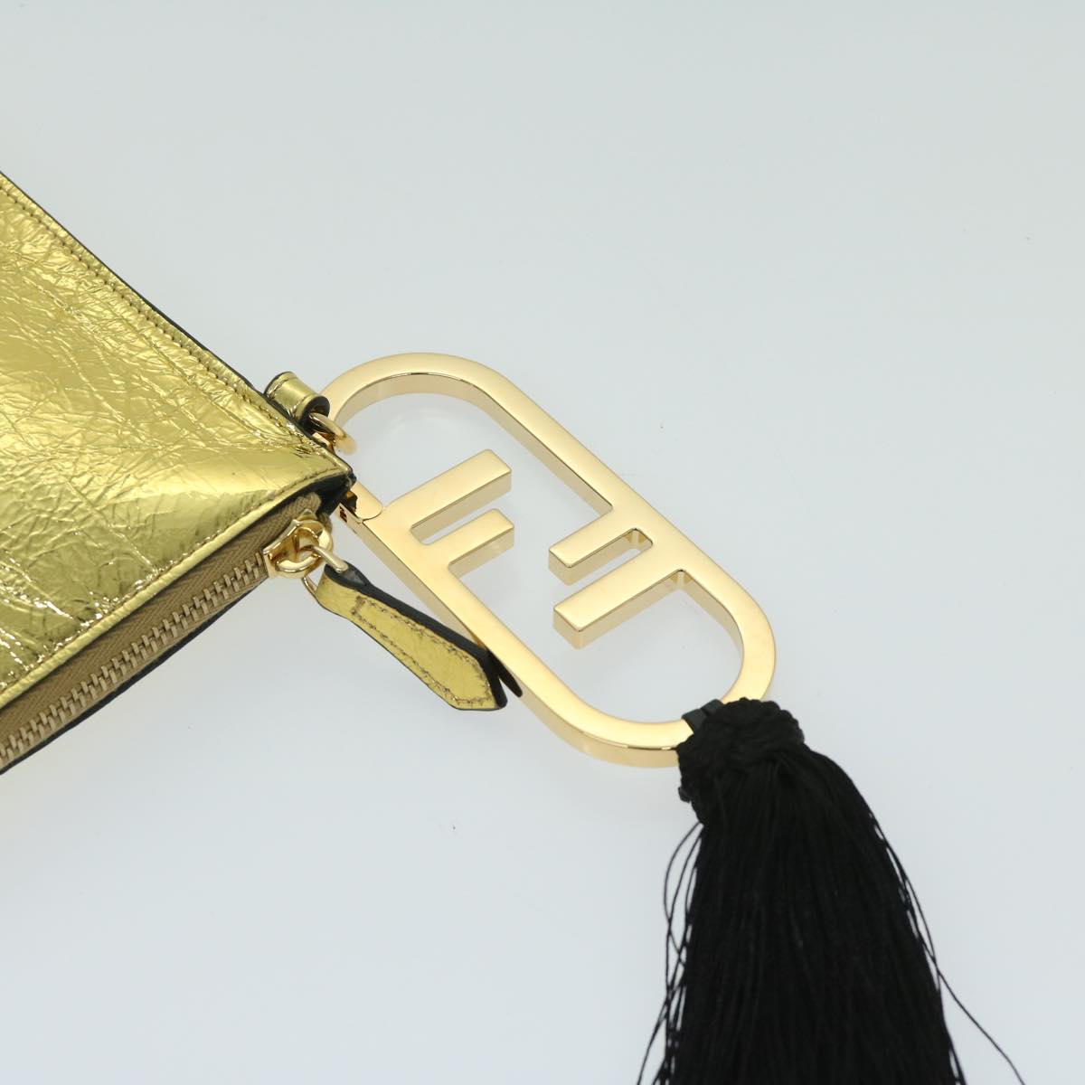 FENDI Clutch Bag Leather Gold Tone 8N0178 69145A