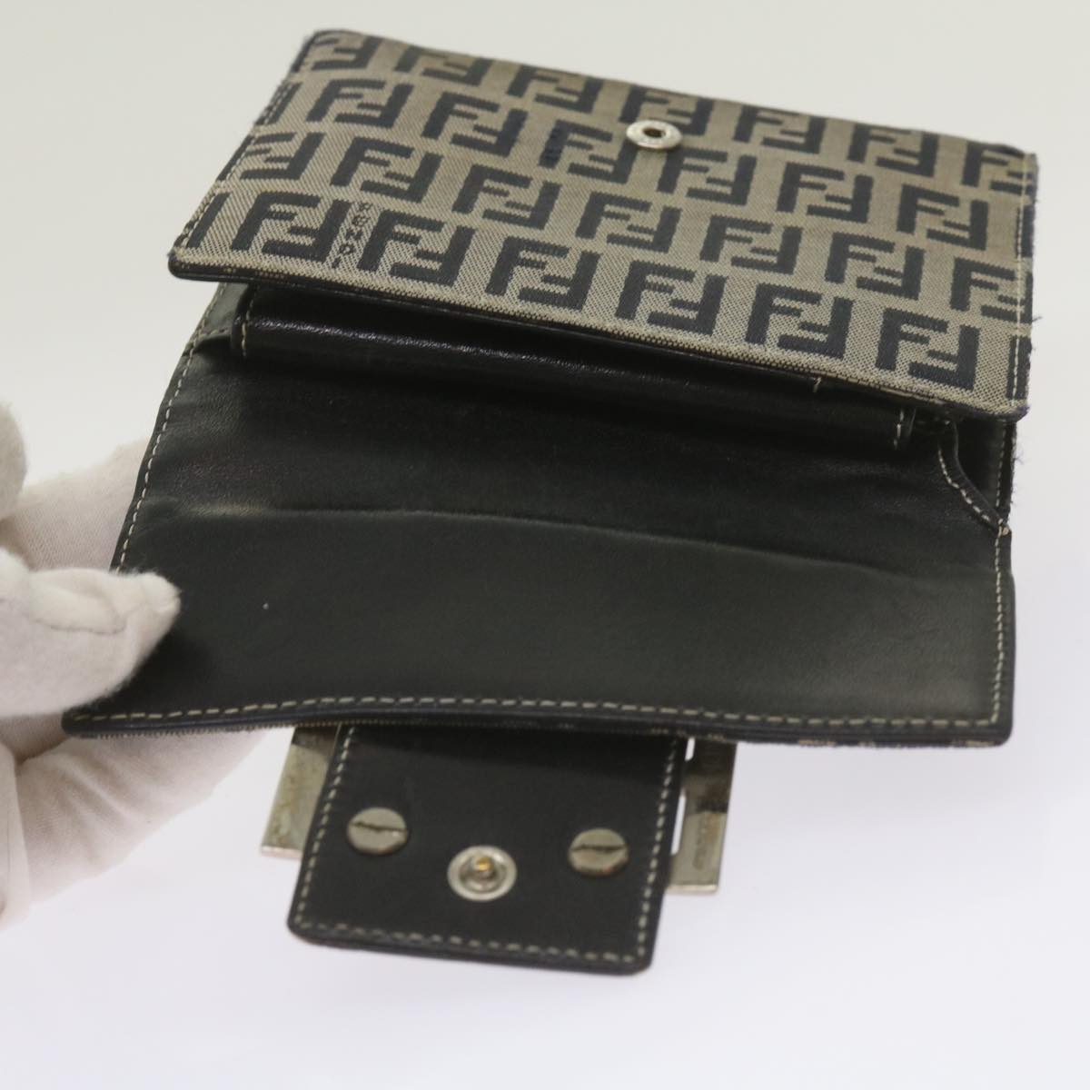 FENDI Zucchino Canvas Wallet Navy 69148