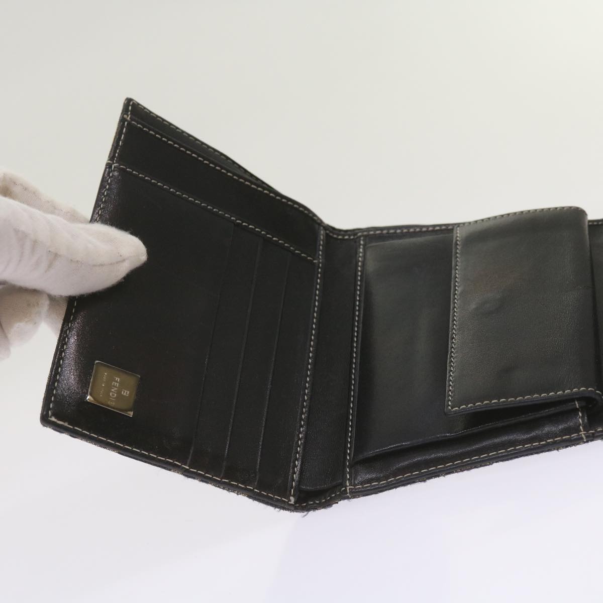 FENDI Zucchino Canvas Wallet Navy 69148