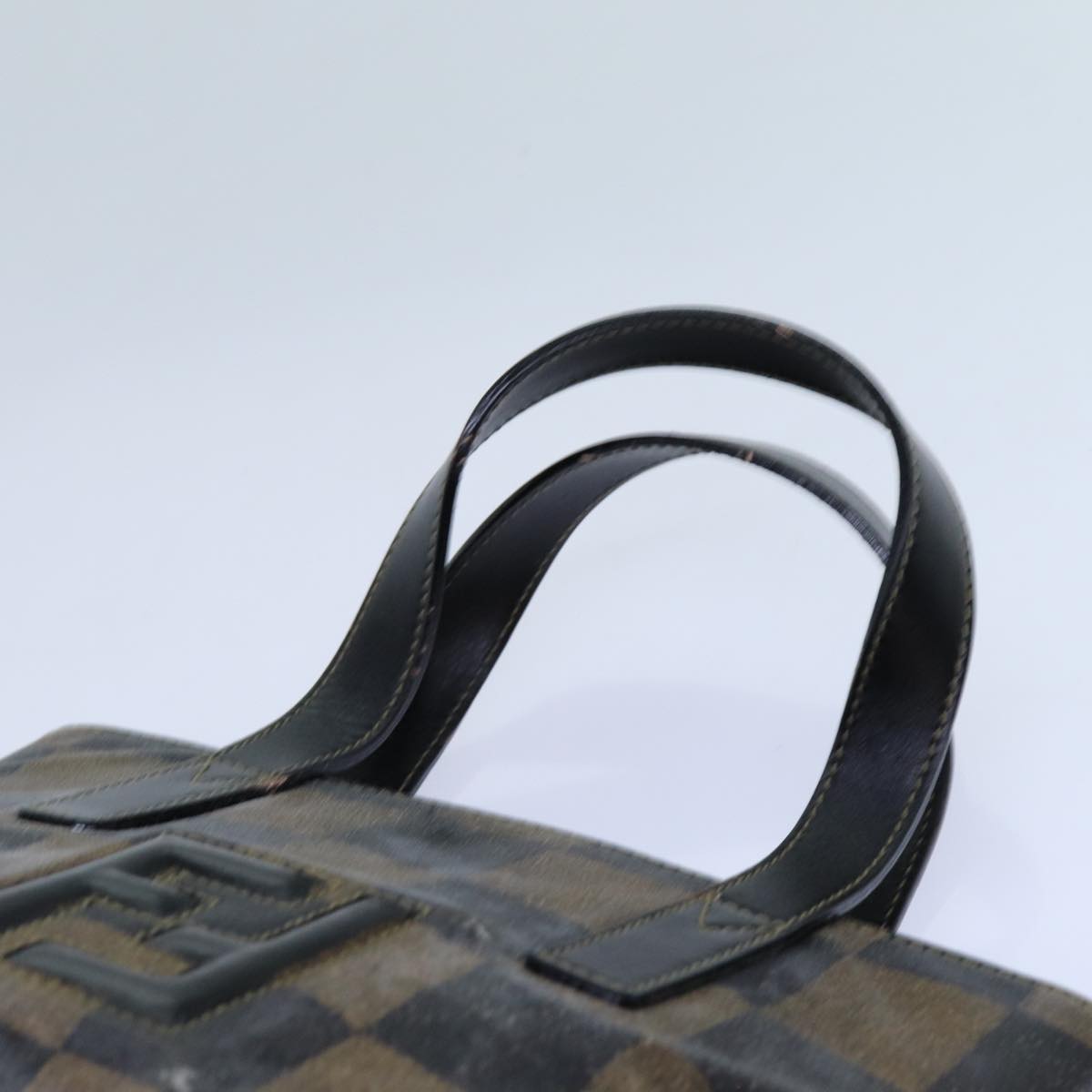 FENDI Pecan Canvas Hand Bag 2way Brown Black 69215