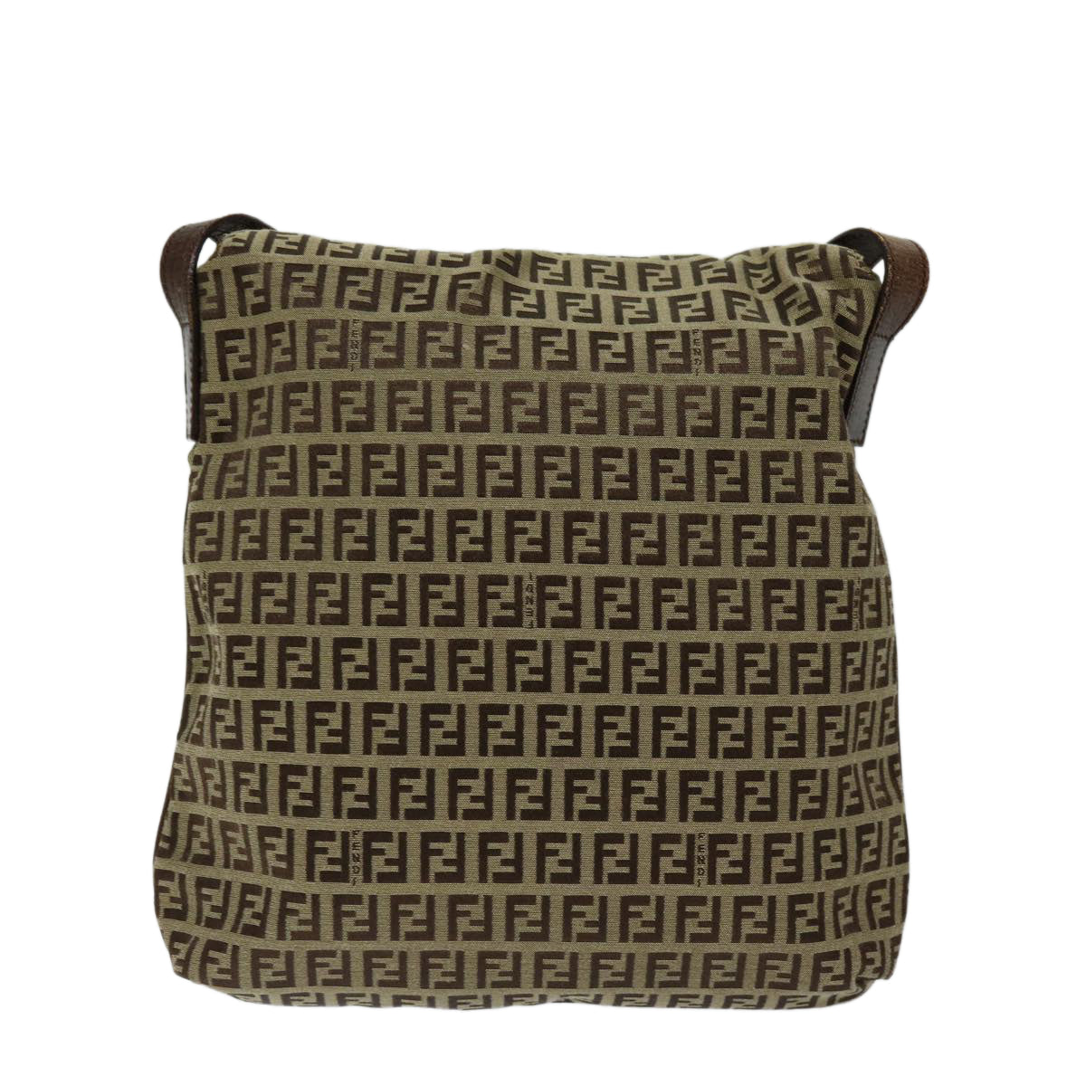 FENDI Zucchino Canvas Mammaget Shoulder Bag Beige 69329