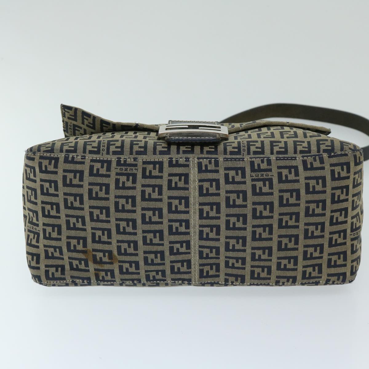 FENDI Zucchino Canvas Mamma Baguette Shoulder Bag Navy 69434