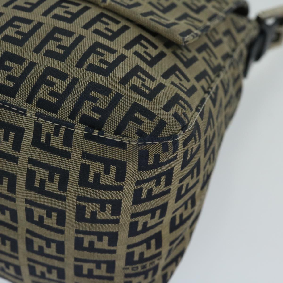 FENDI Zucchino Canvas Mamma Baguette Shoulder Bag Navy 69434