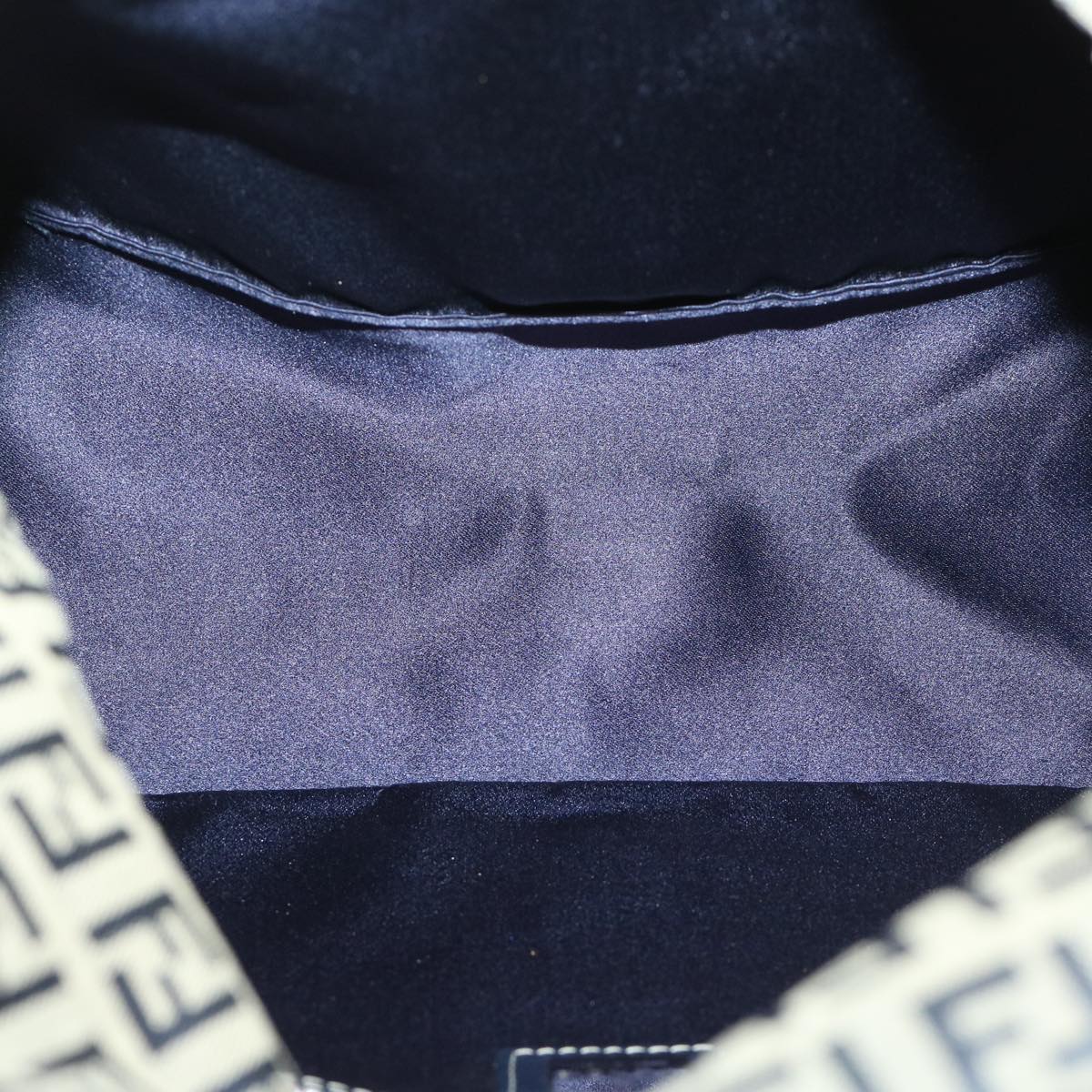 FENDI Zucchino Canvas Mamma Baguette Shoulder Bag Navy 69434