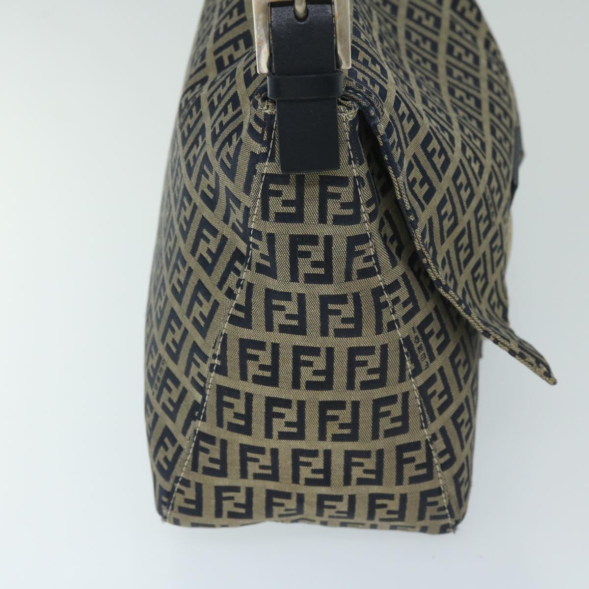 FENDI Zucchino Canvas Mamma Baguette Shoulder Bag Navy 69434