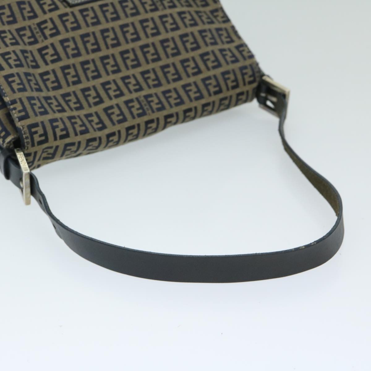 FENDI Zucchino Canvas Mamma Baguette Shoulder Bag Navy 69434