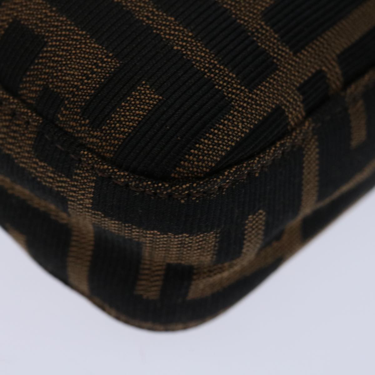 FENDI Zucca Canvas Mamma Baguette Shoulder Bag Black Brown 69666A
