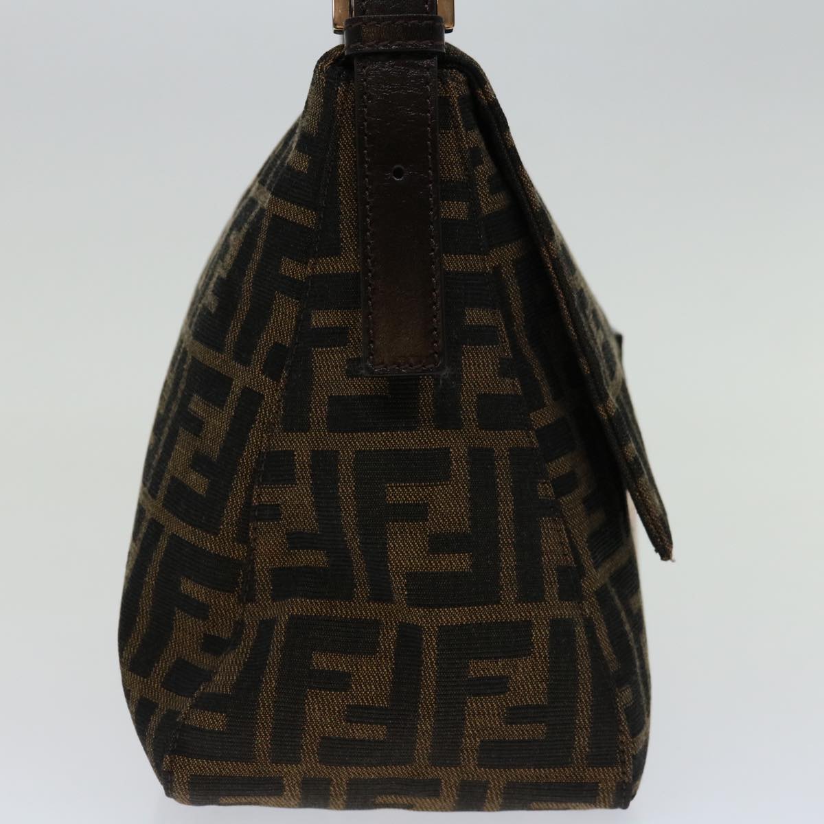 FENDI Zucca Canvas Mamma Baguette Shoulder Bag Black Brown 69667A