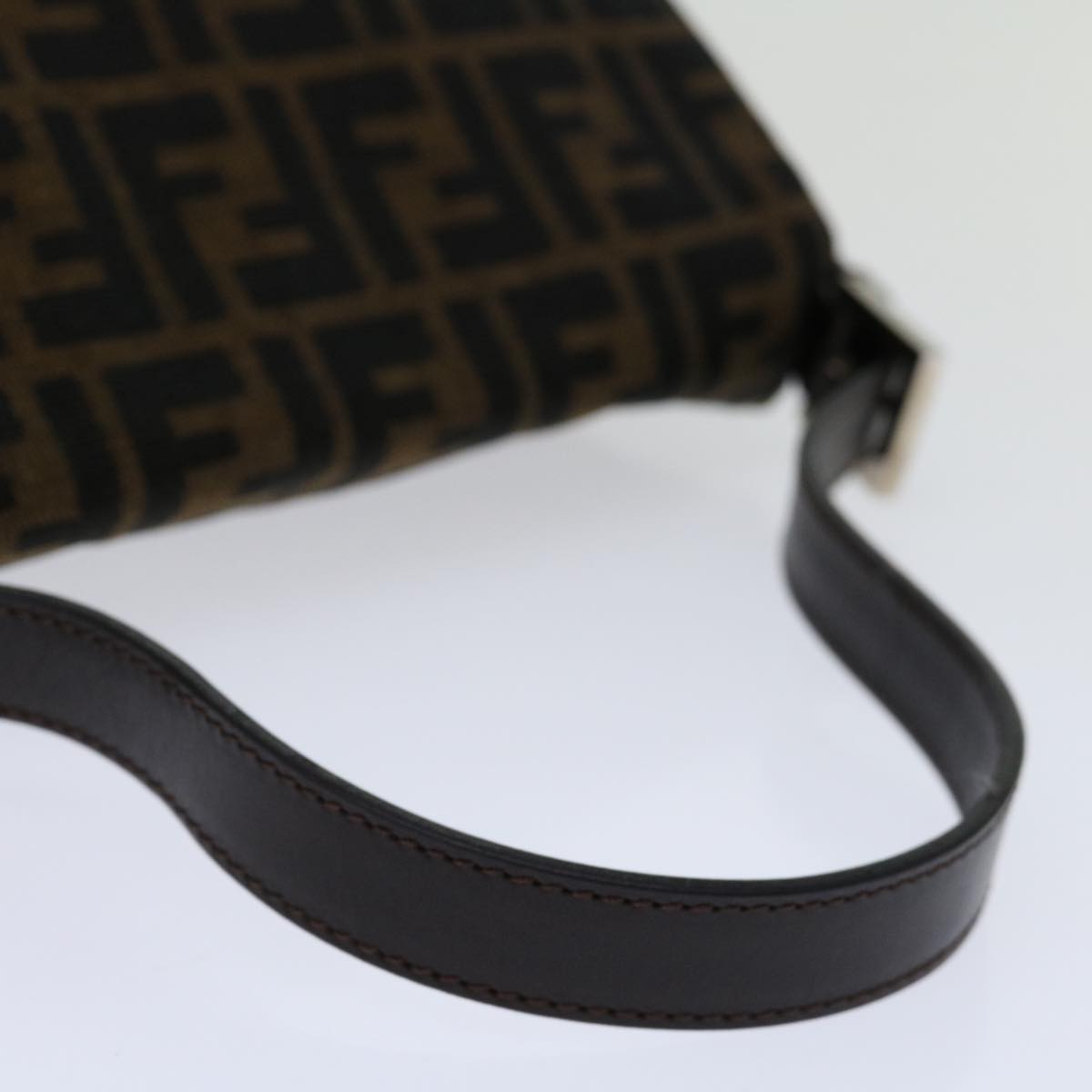 FENDI Zucca Canvas Mamma Baguette Shoulder Bag Black Brown 69667A