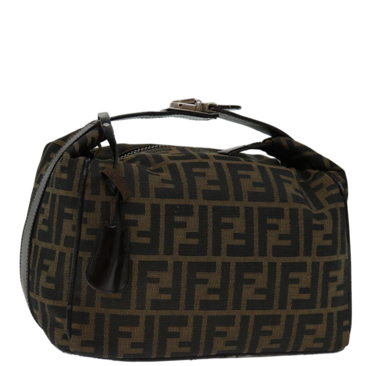 FENDI Zucca Canvas Vanity Hand Bag Brown Black 69671