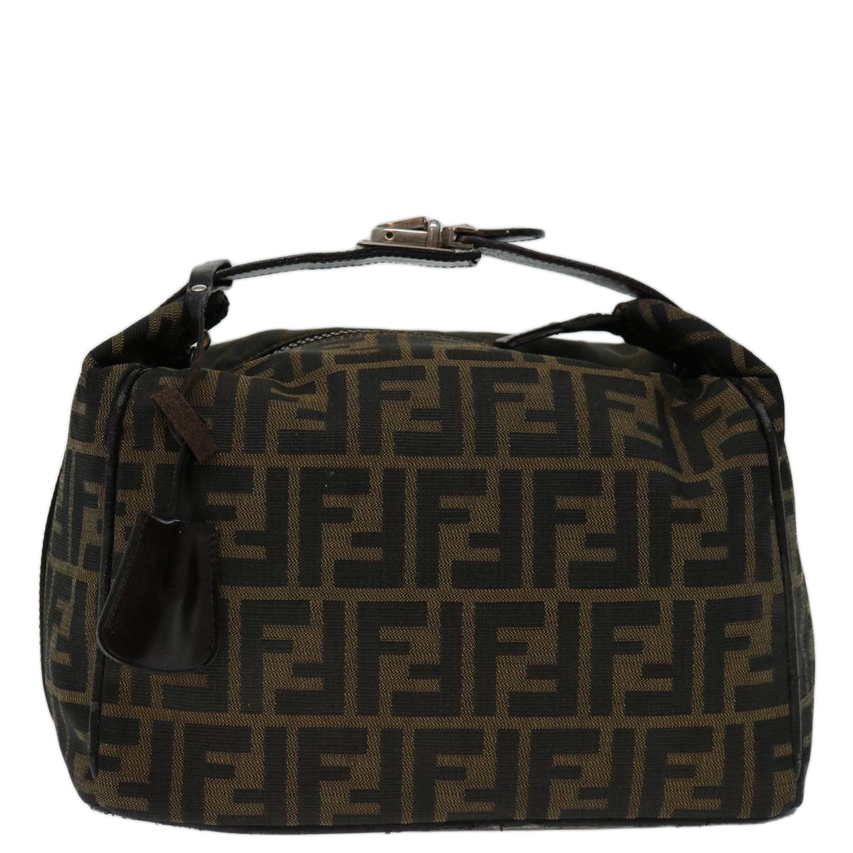 FENDI Zucca Canvas Vanity Hand Bag Brown Black 69671
