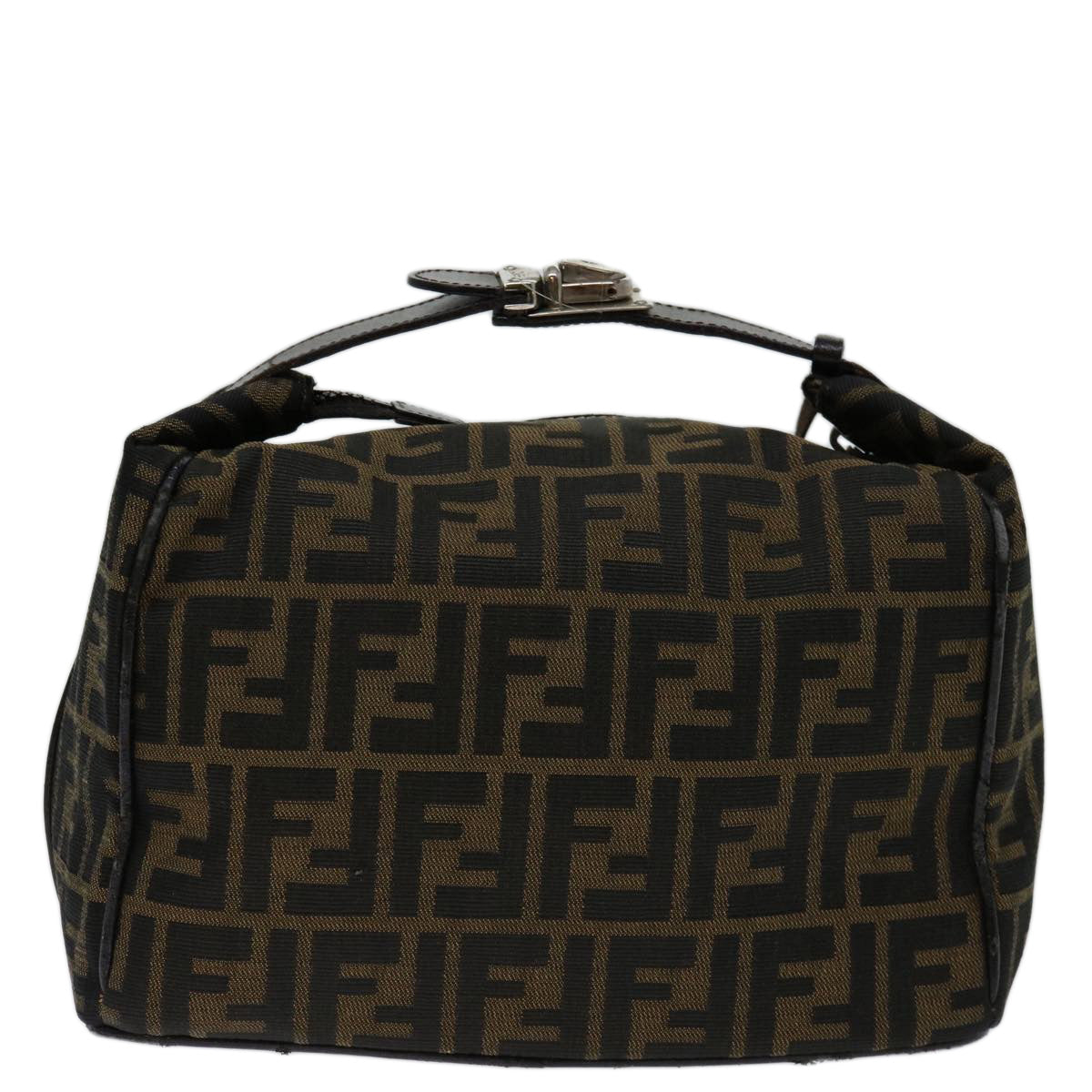 FENDI Zucca Canvas Vanity Hand Bag Brown Black 69671