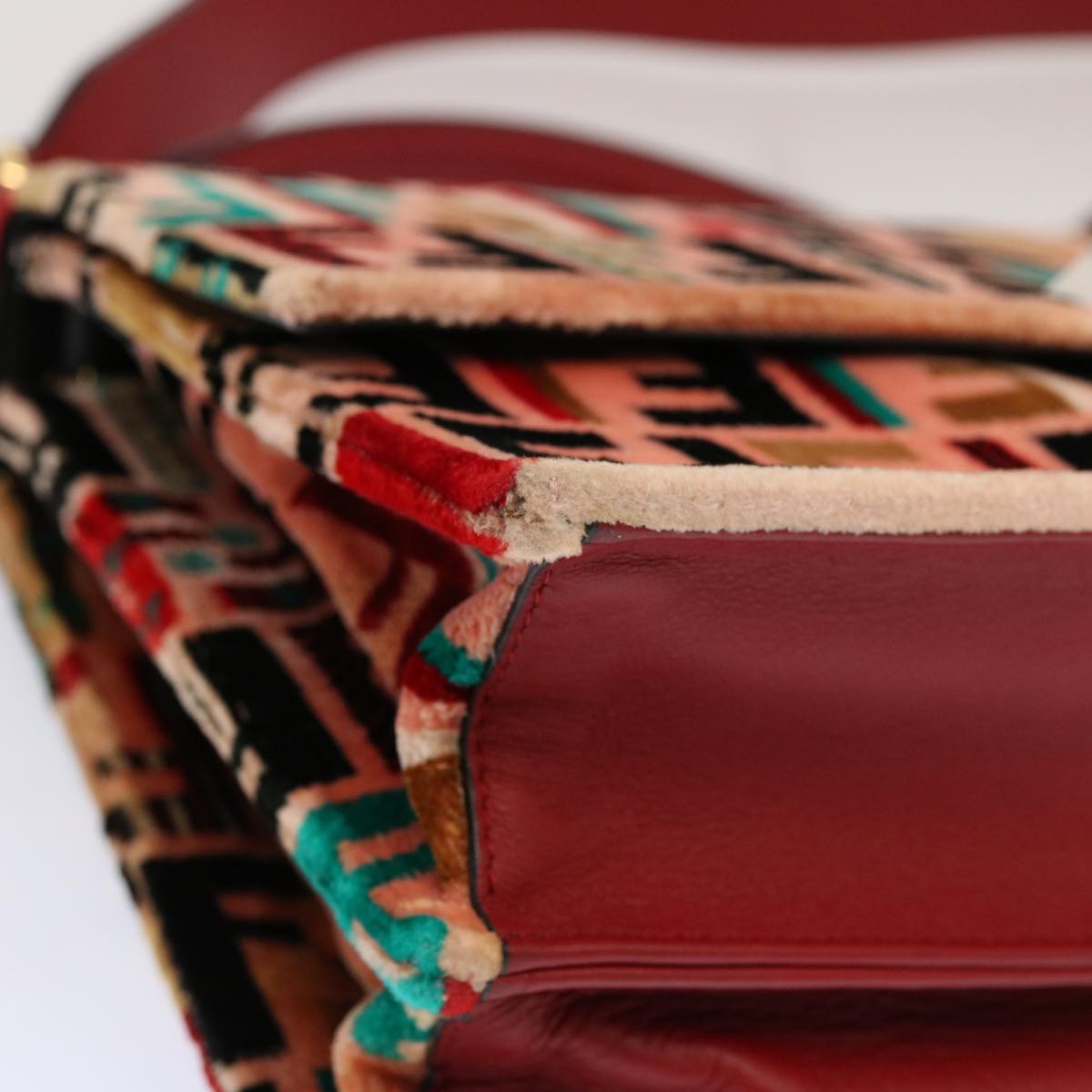 FENDI Zucca Canvas Canai Hand Bag 2way Pink Red 69973A