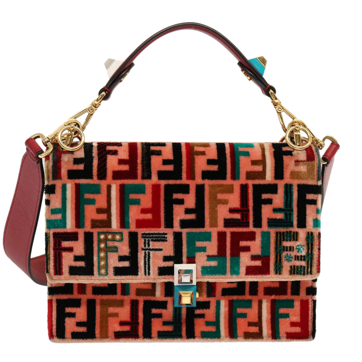 FENDI Zucca Canvas Canai Hand Bag 2way Pink Red 69973A