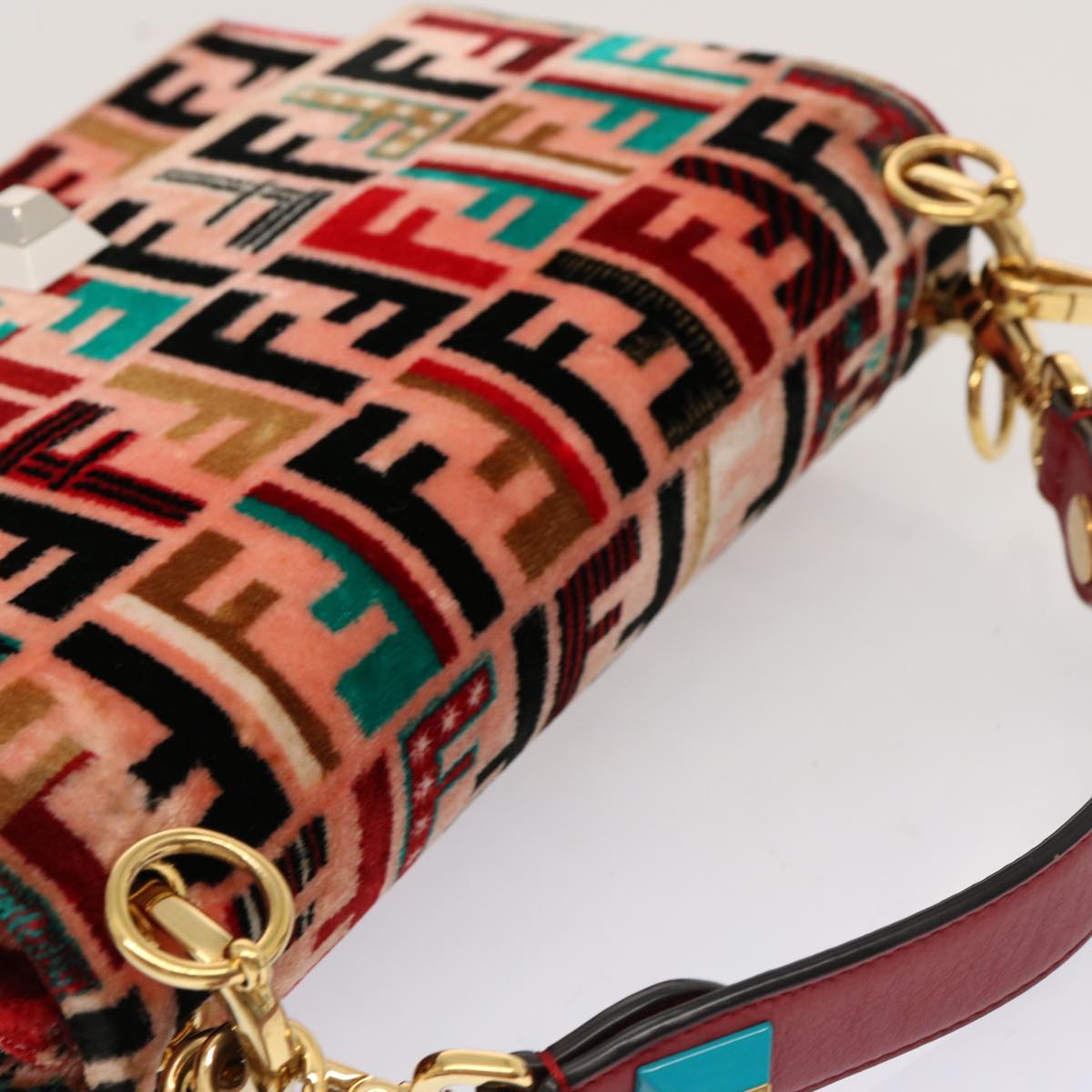 FENDI Zucca Canvas Canai Hand Bag 2way Pink Red 69973A