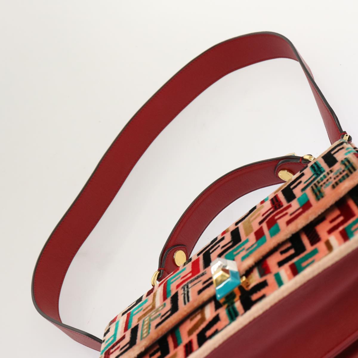FENDI Zucca Canvas Canai Hand Bag 2way Pink Red 69973A