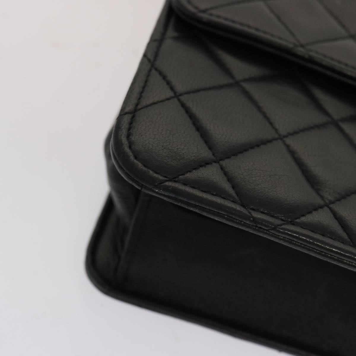 CHANEL Matelasse Chain Shoulder Bag Lamb Skin Black CC 69977A