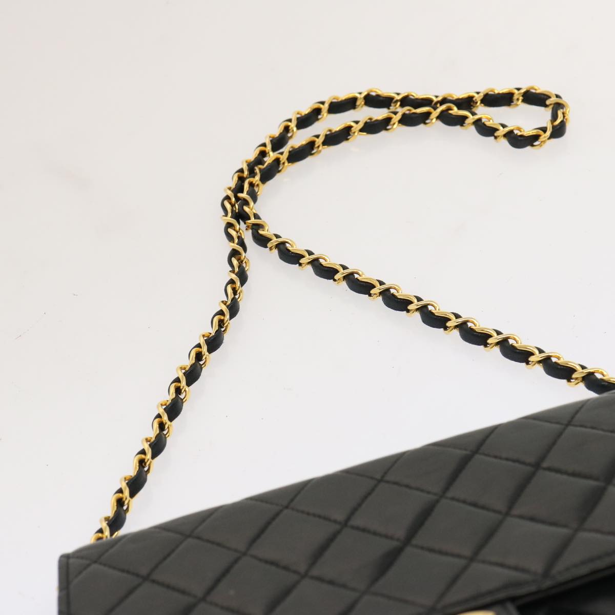 CHANEL Matelasse Chain Shoulder Bag Lamb Skin Black CC 69977A