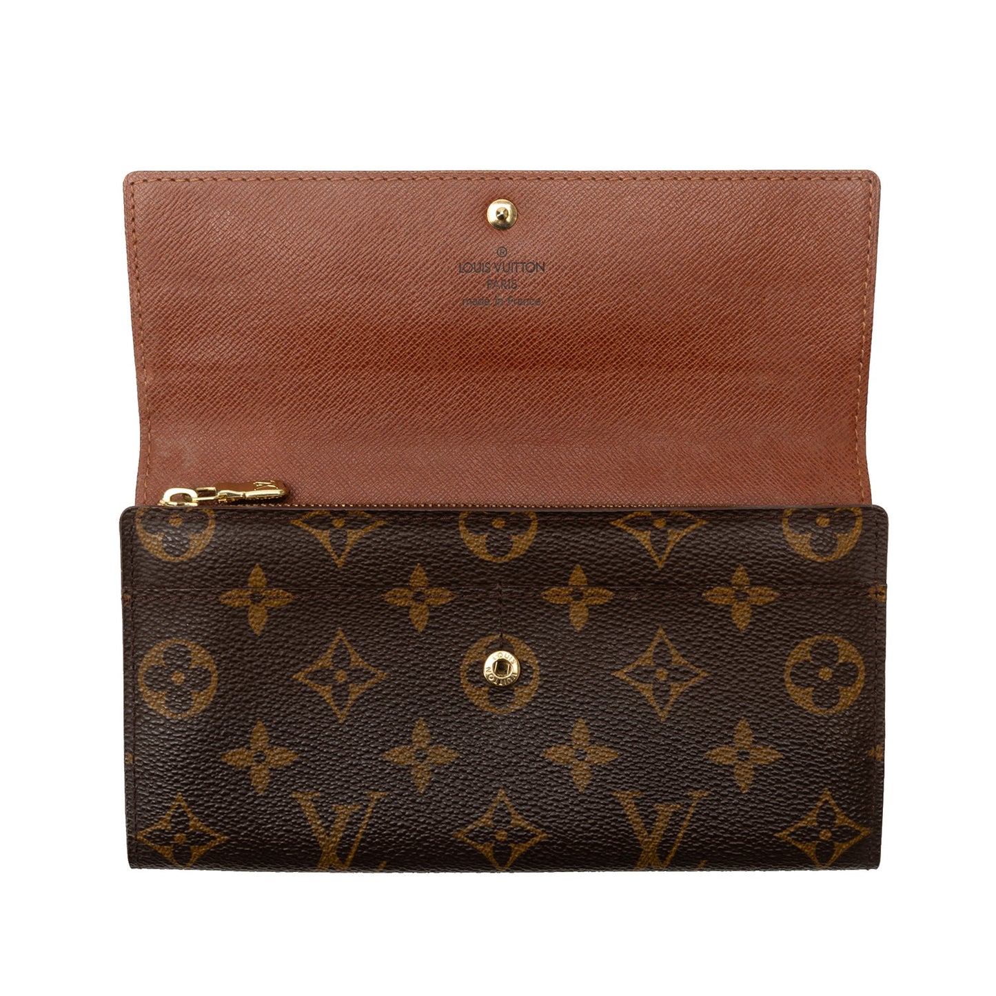 Brown Louis Vuitton Monogram Sarah Long Wallet