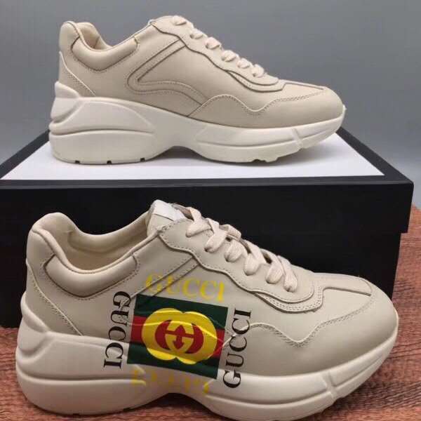 GLM-GCI  Ivory Leather Rhyton Square Logo Sneaker 048