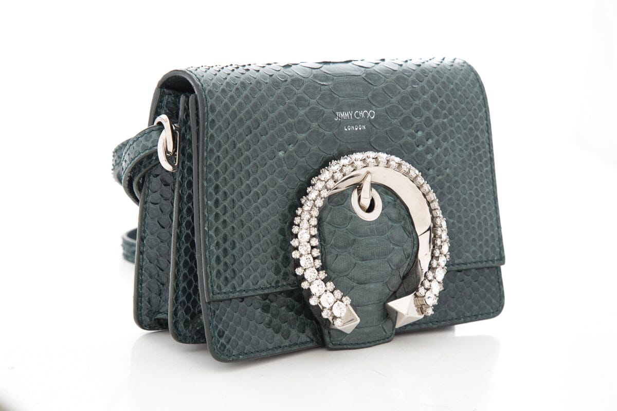 Jimmy Choo Teal Python Skin Madeline Handbag