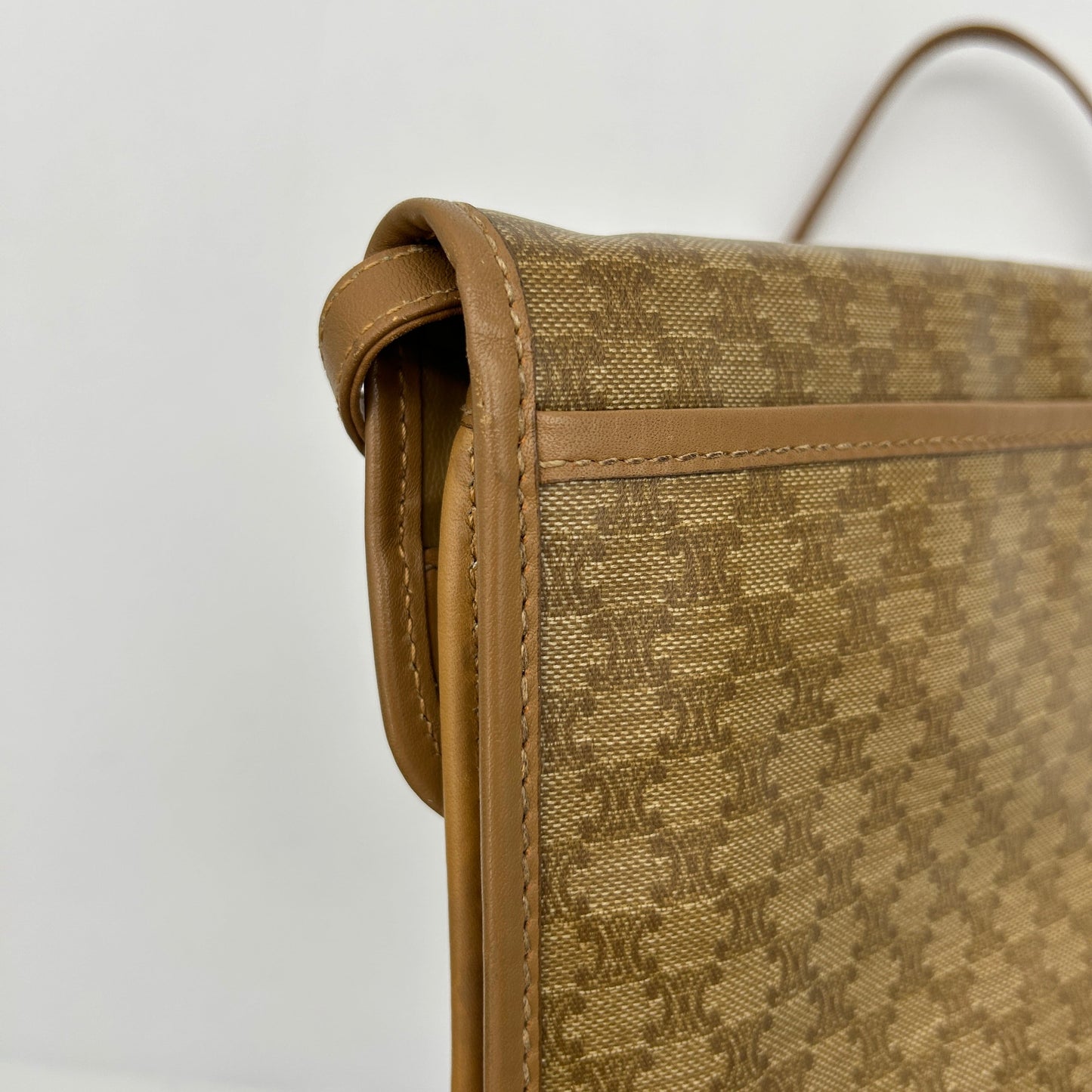 Celine Macadam Beige Canvas Leather Shoulder Bag