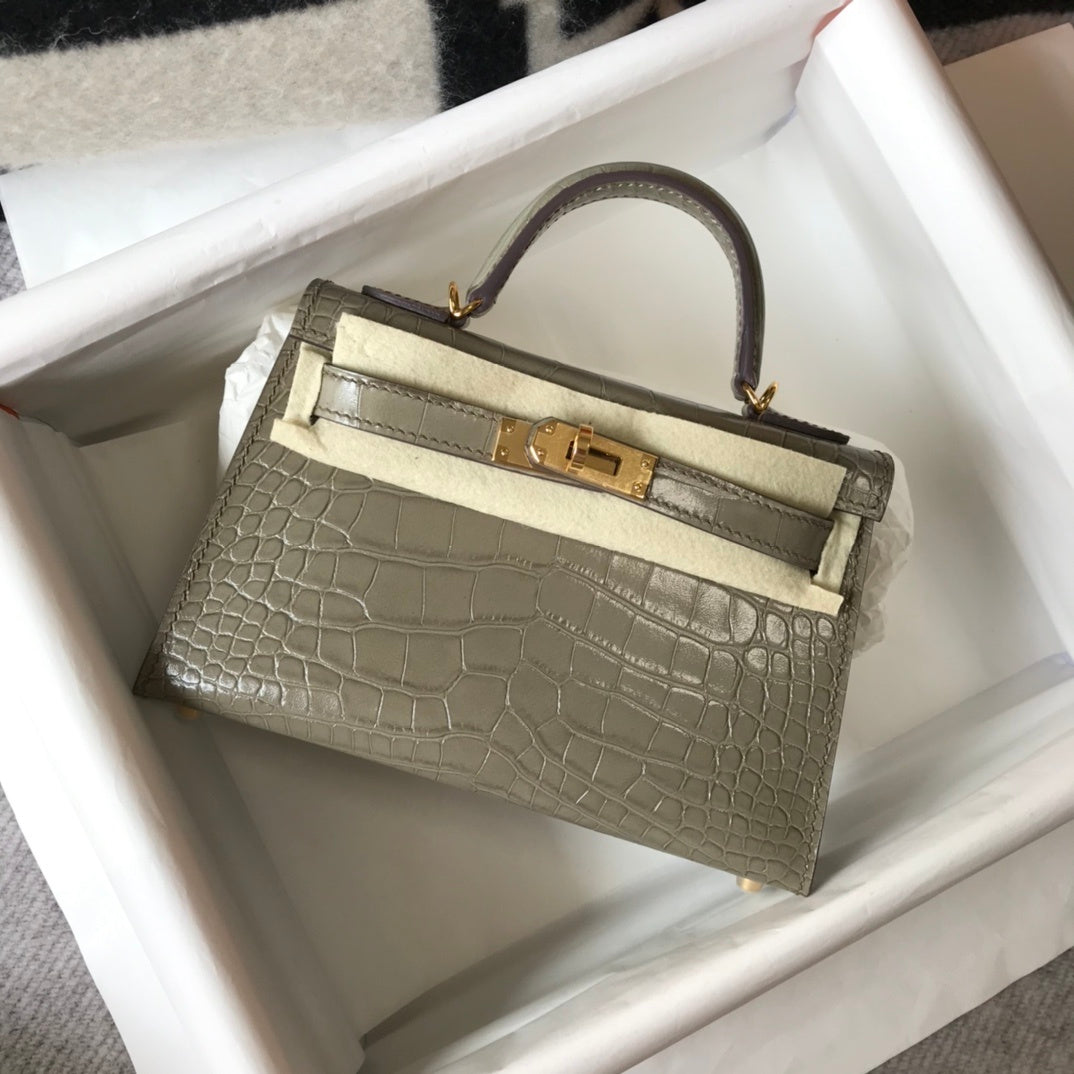 GLAMI Kelly Grey For Women Gold Toned Hardware 7.8in/20cm