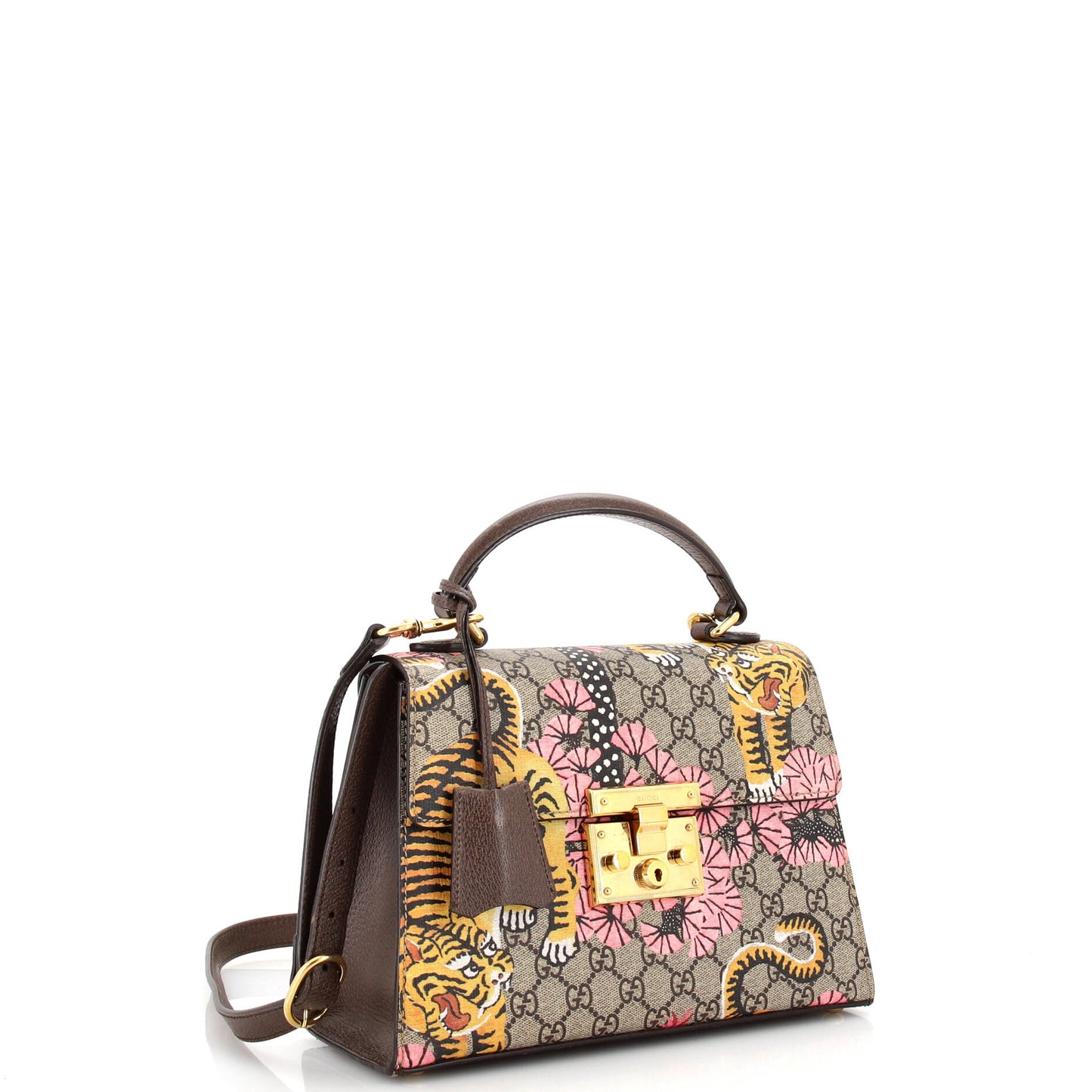 Padlock Top Handle Bag Bengal Print GG Coated Canvas Small