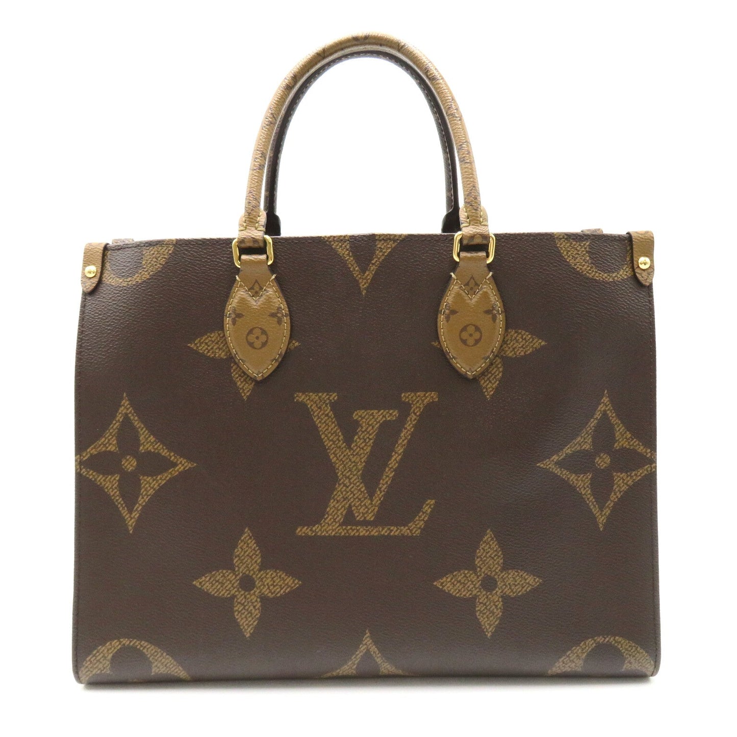Louis Vuitton On The Go MM Tote Bag Tortoise Bag PVC ted Canvas Monogram Giant Reversee  Brown  M45321