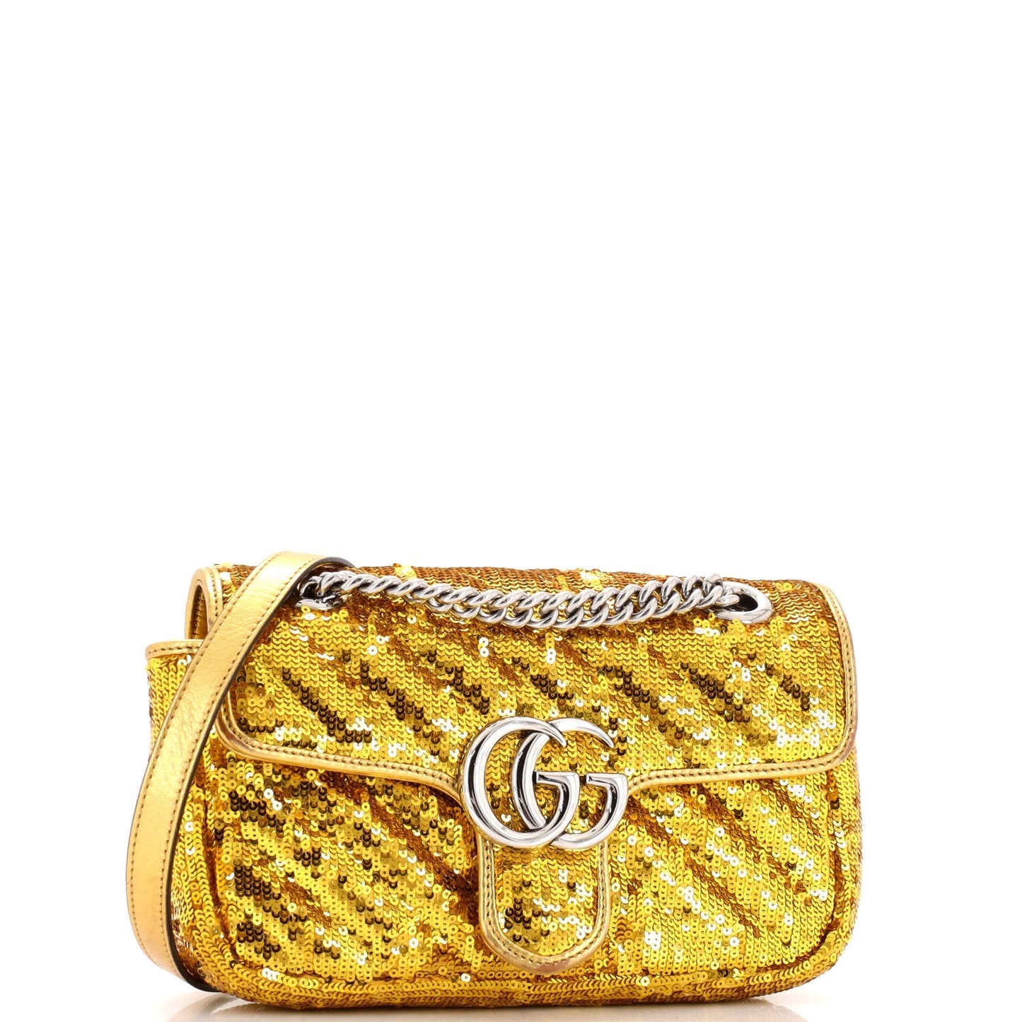 GG Marmont Flap Bag Diagonal Quilted Sequins Mini