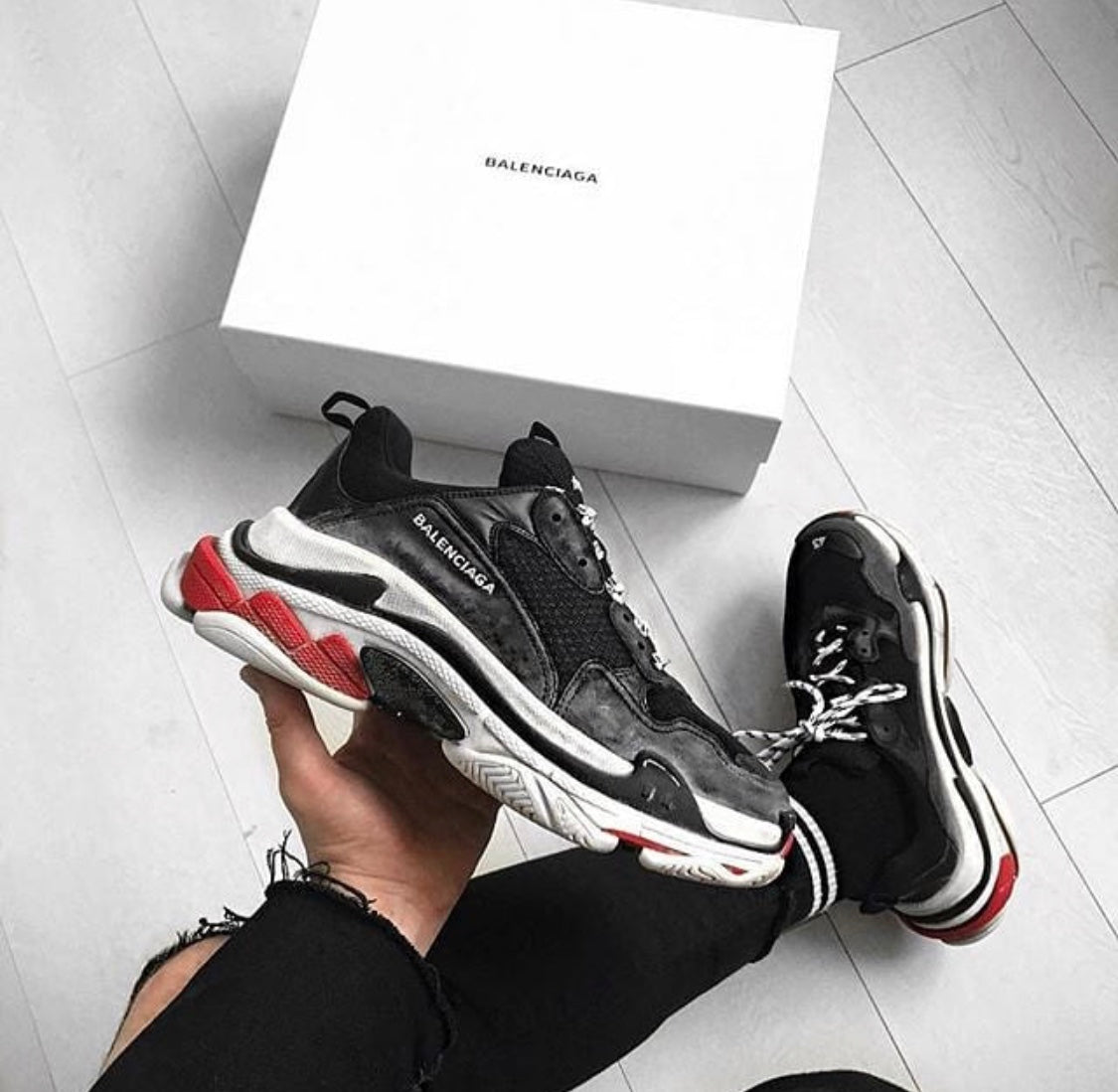 GLM - Bla Triple S Black and Red Sneaker