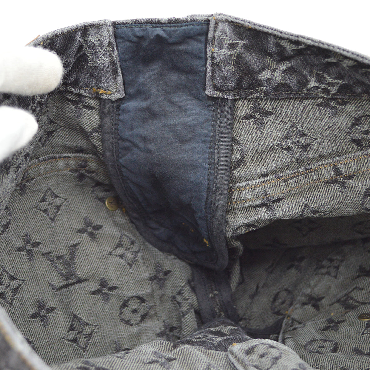 Louis Vuitton 2007 Monogram Denim Long Pants Gray #40