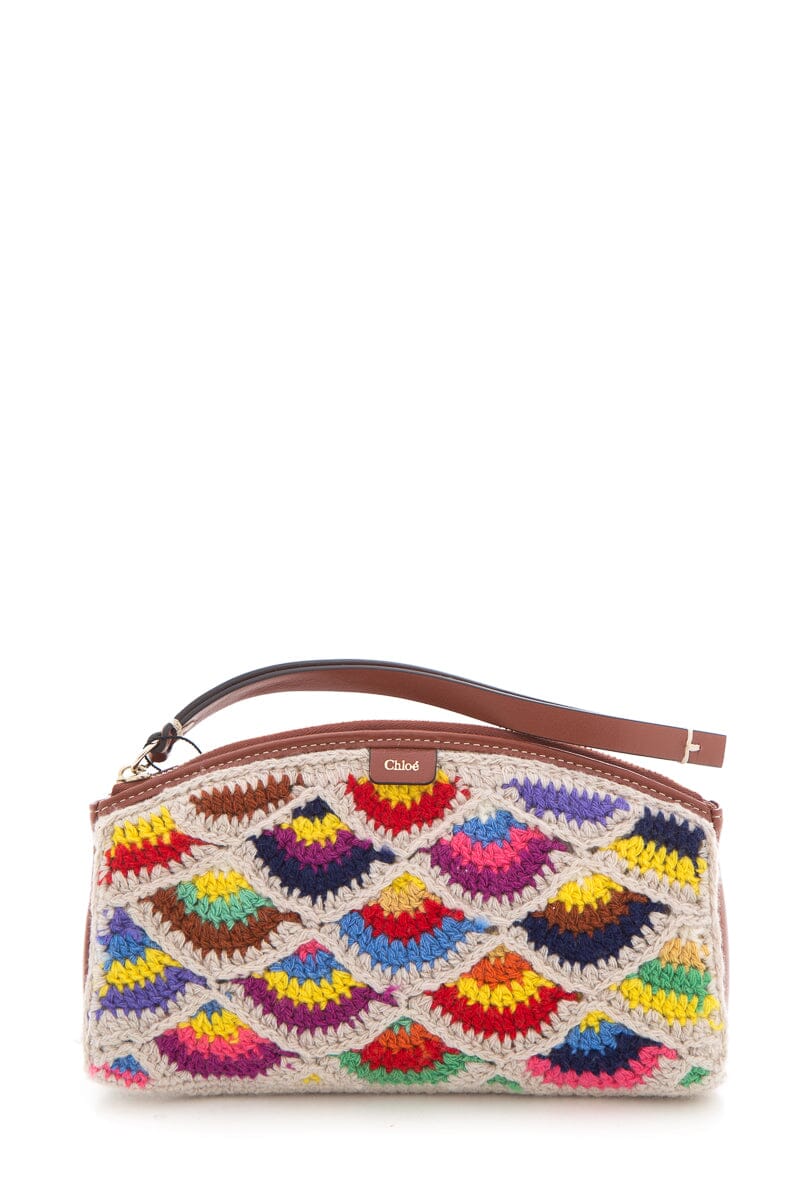 Chloe Multi Crochet & Leather Pouch
