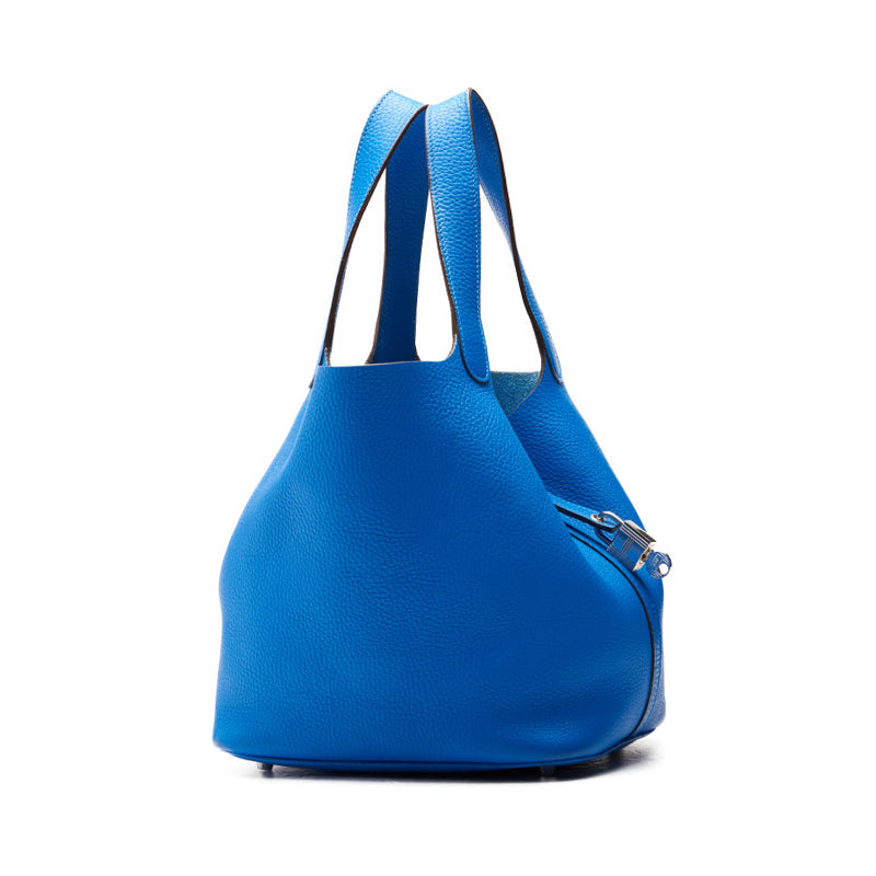 HERMES ERMES Picotin Lock MM Handbag  Clemence Blue Indra (Silver G ) Handbag  Handbag Lady Handbag Hybrid ÃƒÂ£Ã¢â€šÂ¬Ã‚Â DeliveryÃƒÂ£Ã¢â€šÂ¬Ã¢â‚¬Ëœ Eckham s Online