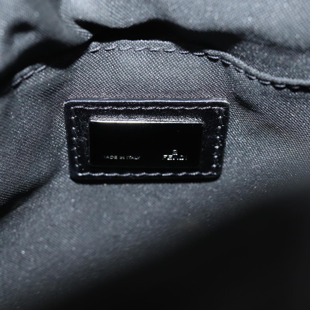 FENDI Zucchino Canvas Shoulder Bag Black 70164