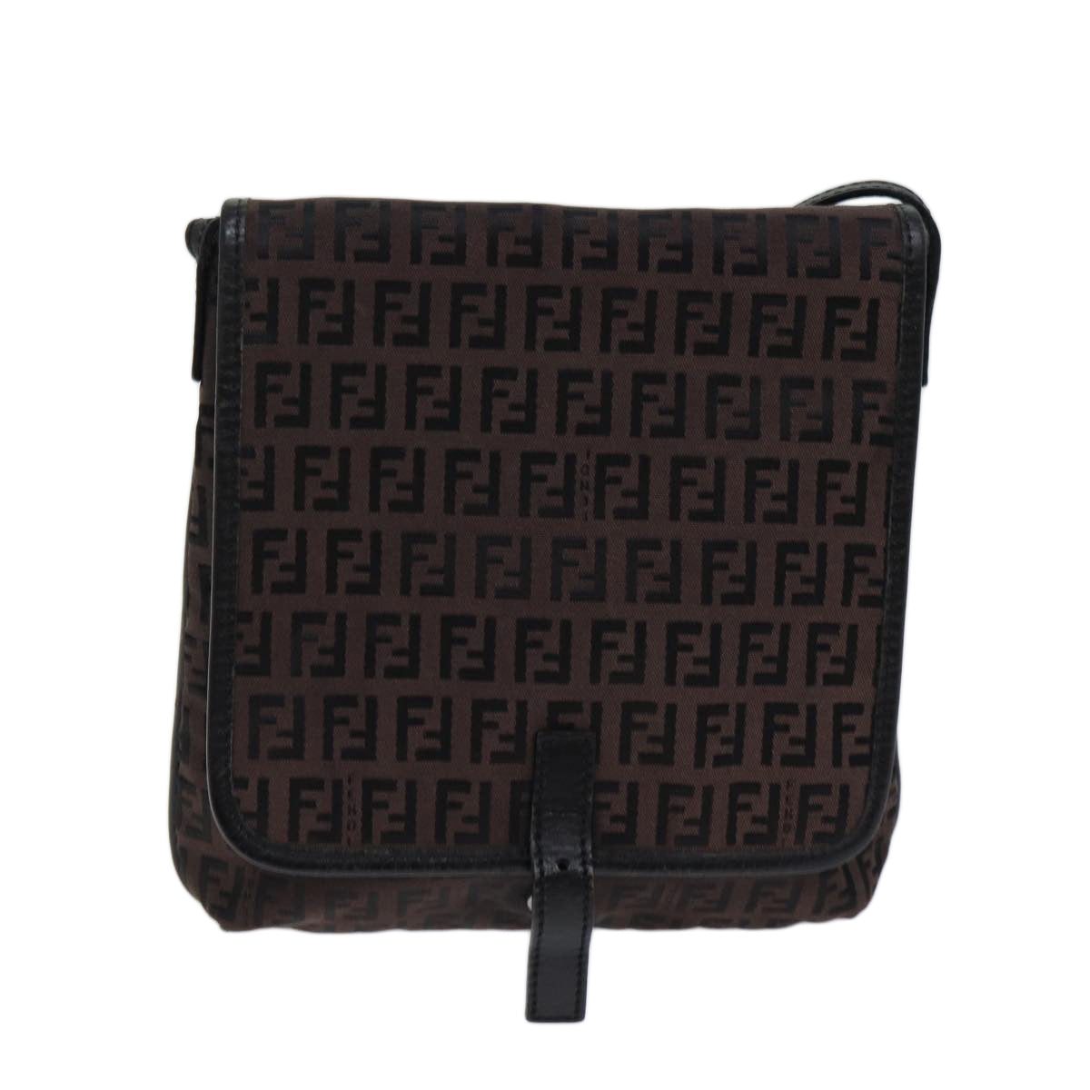FENDI Zucchino Canvas Shoulder Bag Black 70164