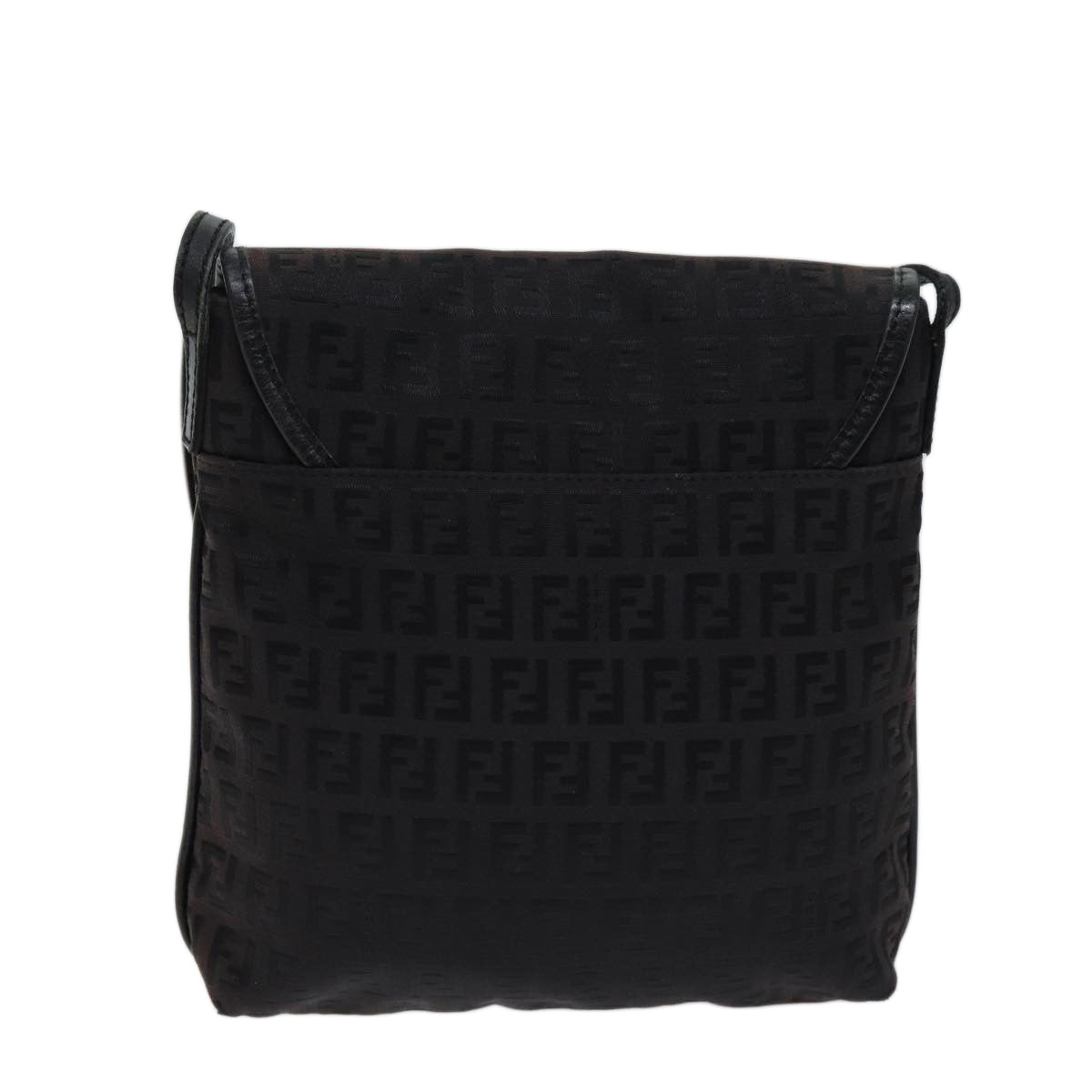 FENDI Zucchino Canvas Shoulder Bag Black 70164