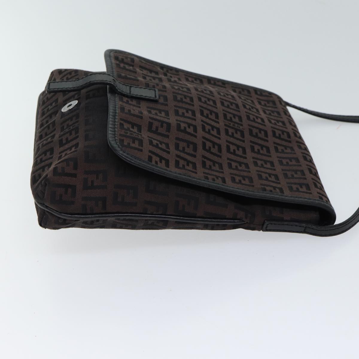 FENDI Zucchino Canvas Shoulder Bag Black 70164