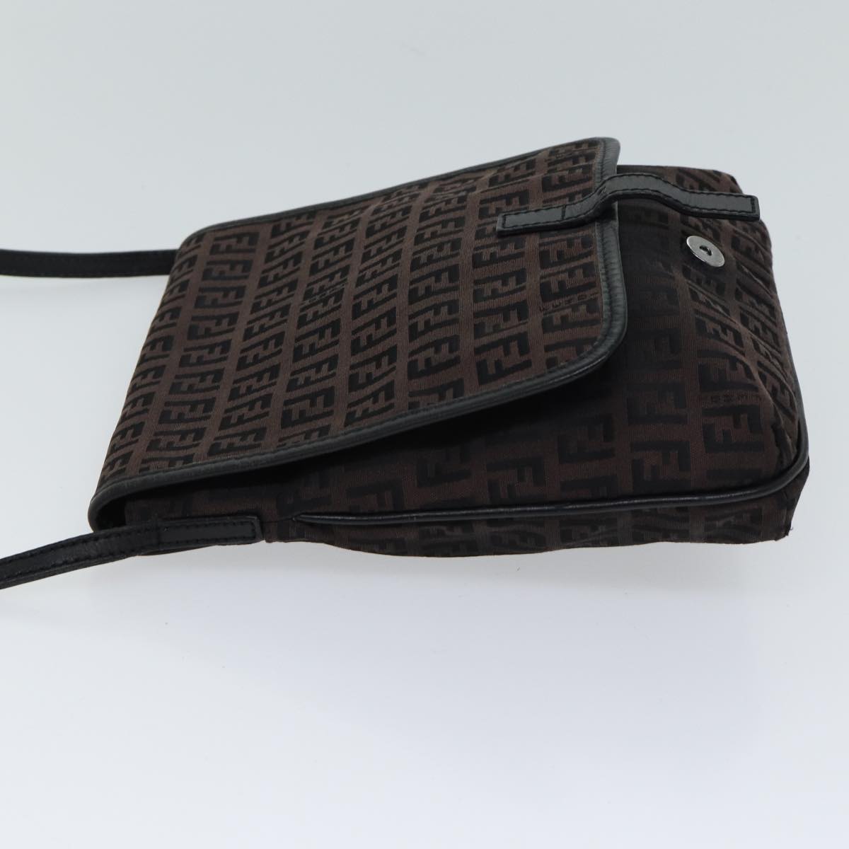 FENDI Zucchino Canvas Shoulder Bag Black 70164