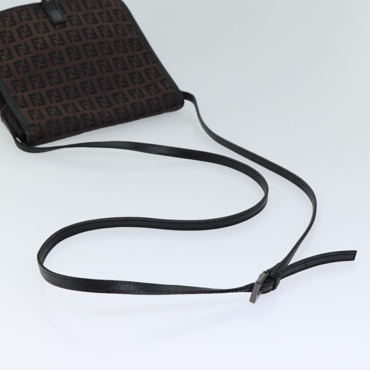 FENDI Zucchino Canvas Shoulder Bag Black 70164